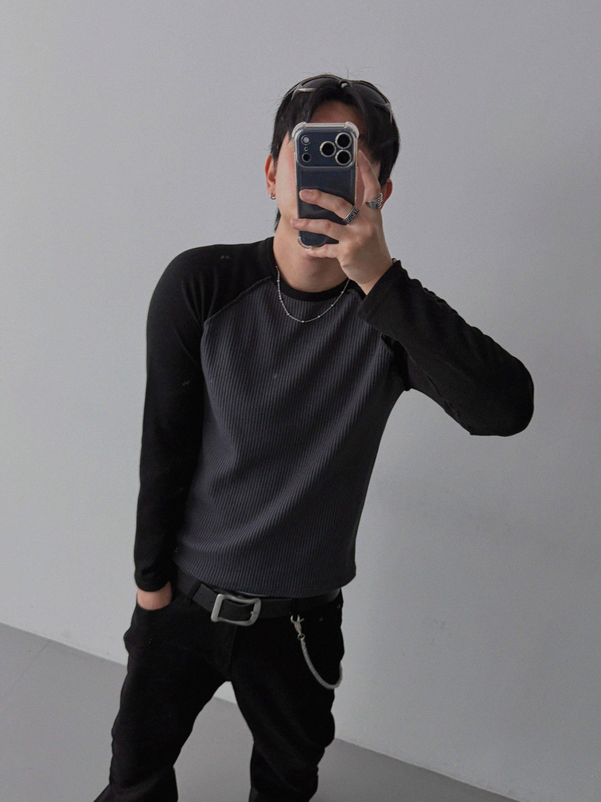 Tukhines waffle slim raglan t