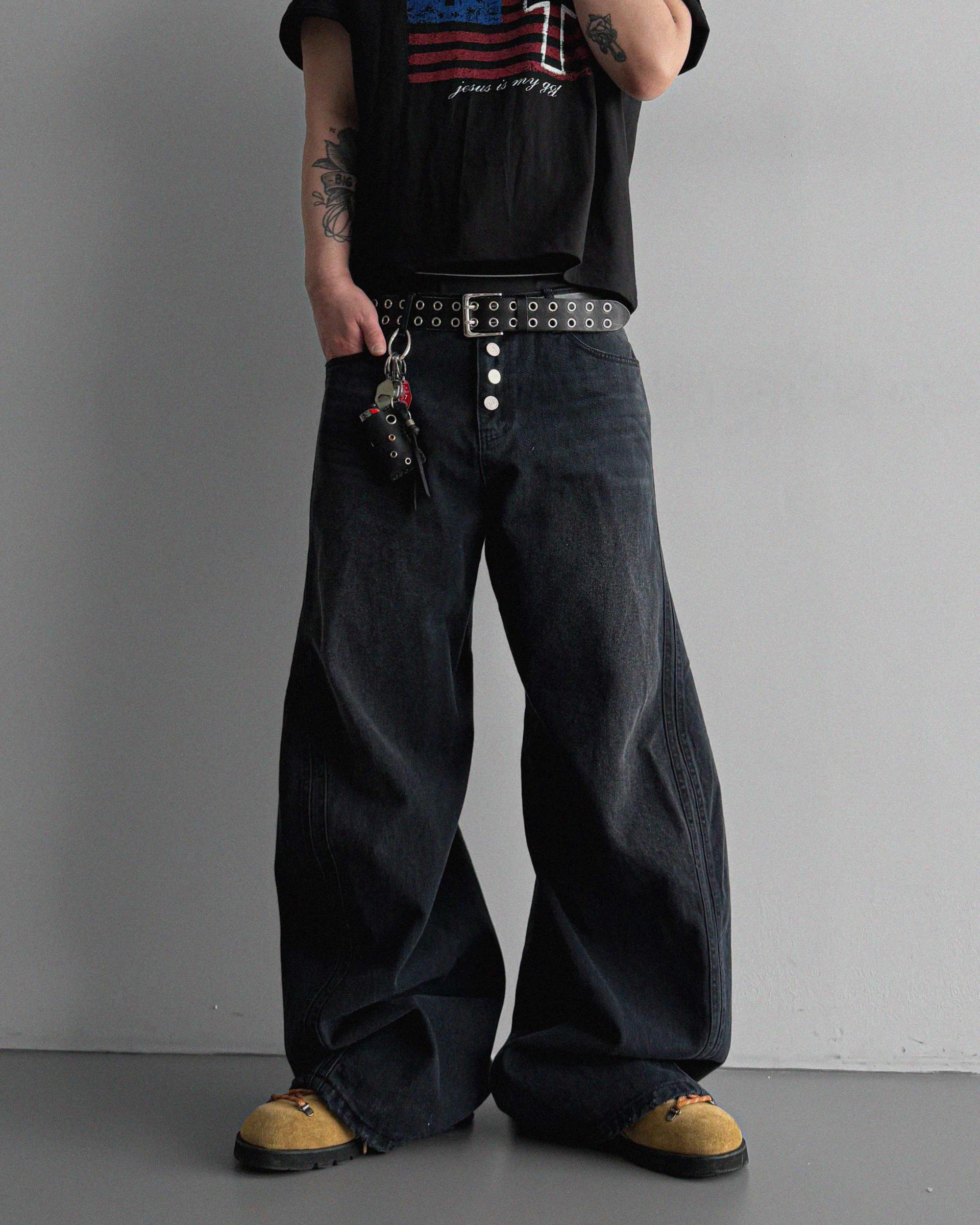 Cachion twisted wide denim pants