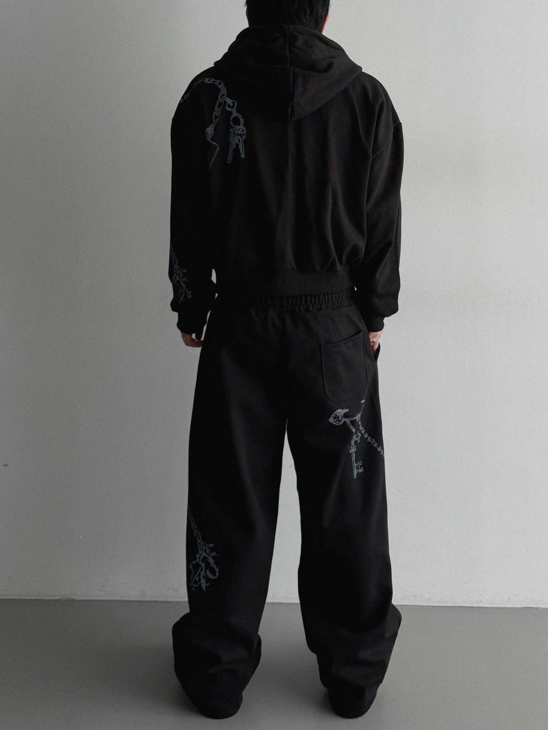 Keyring printed crop hood zip-up