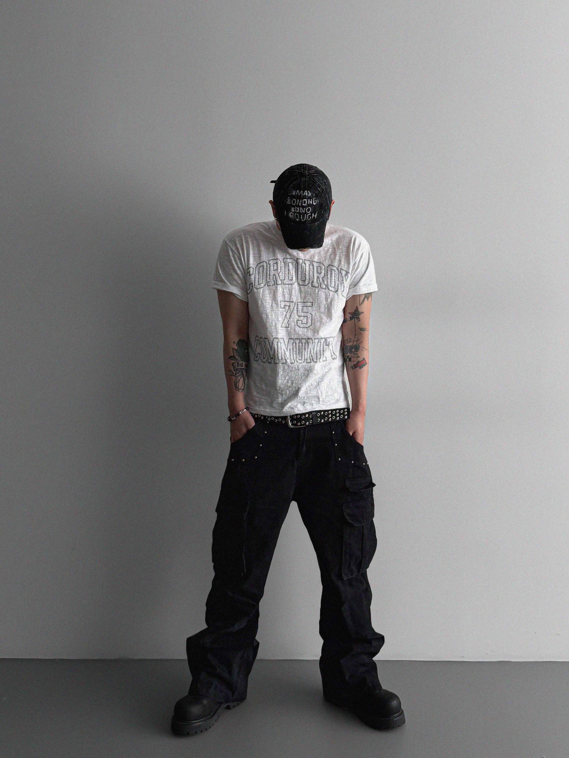 Dying stud cargo flared pants