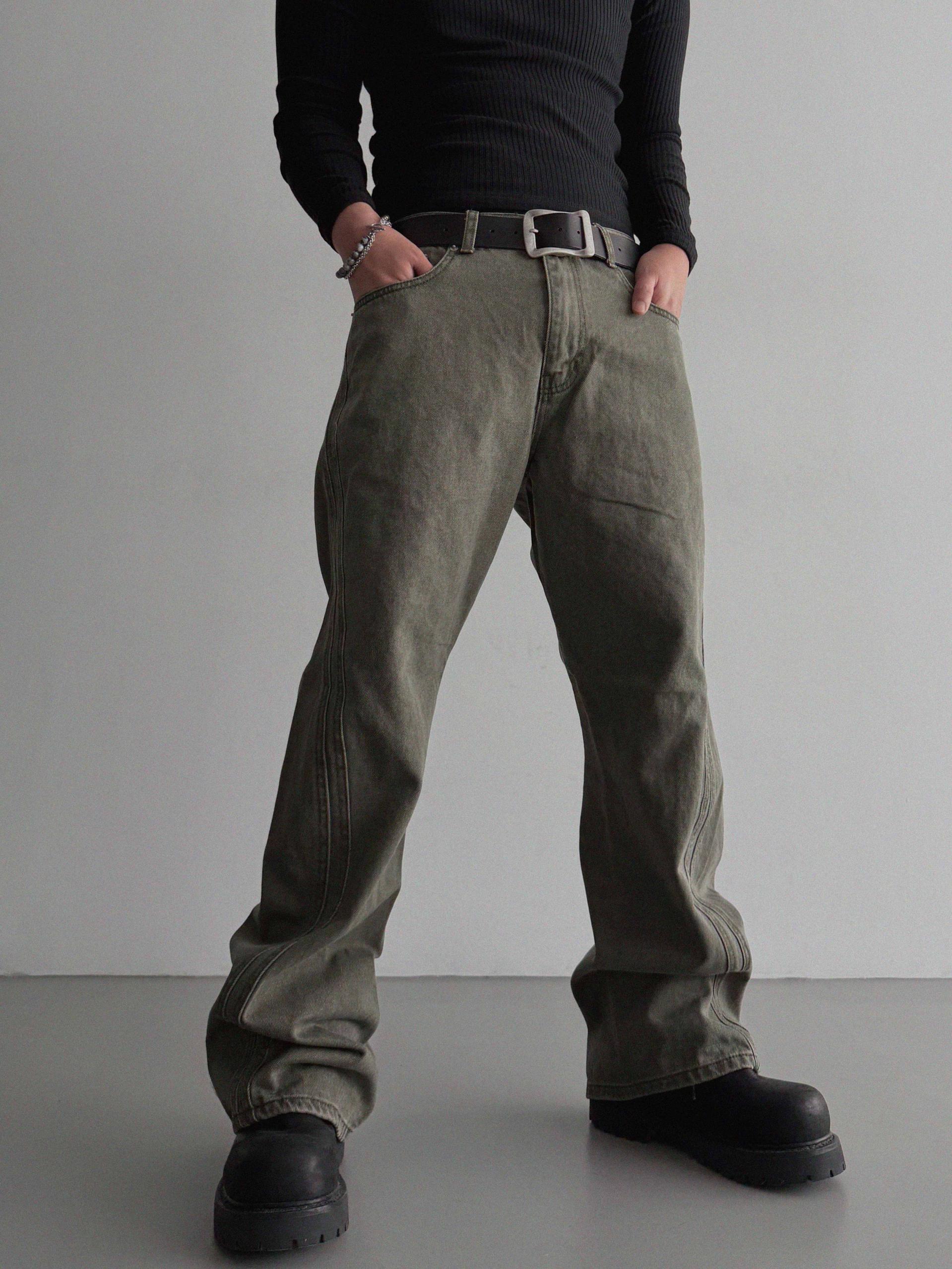 FW Double pocket curved flare pants