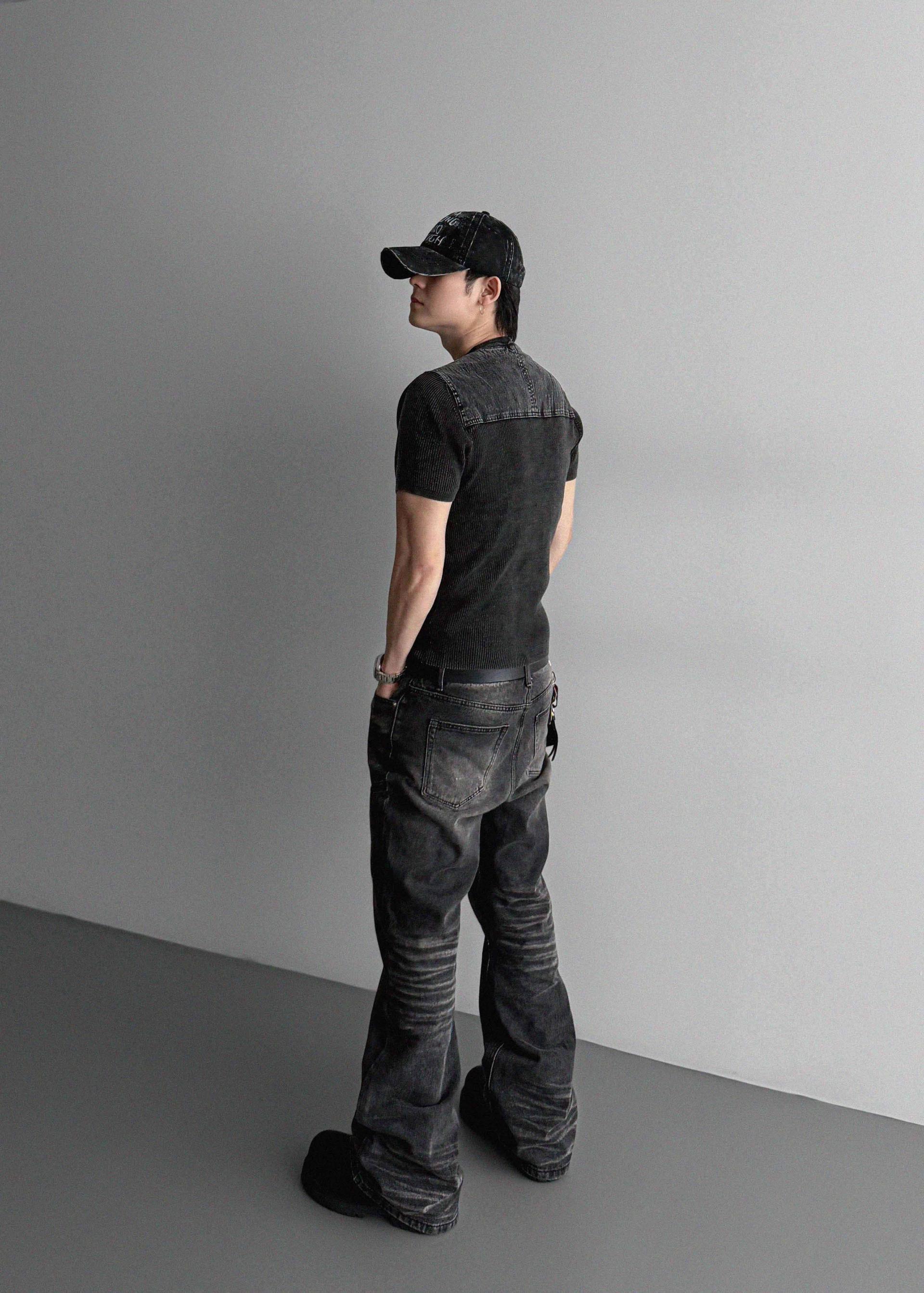 Pigment panel slim half knit