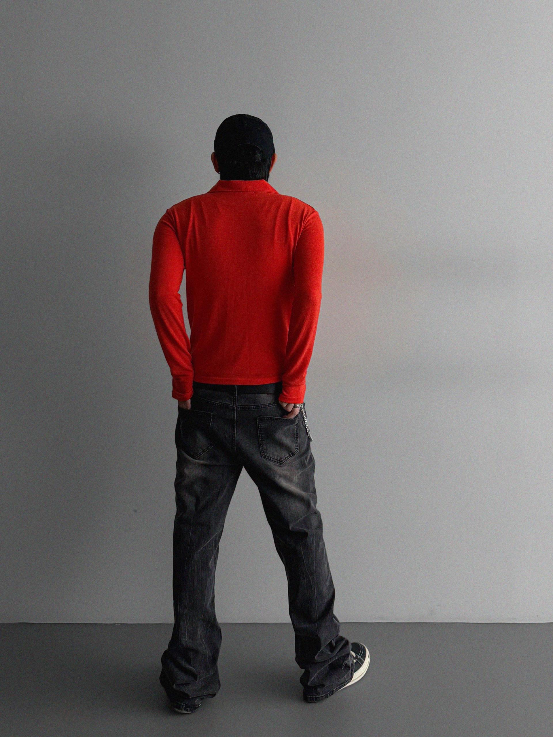 Slack sagging flare black jean
