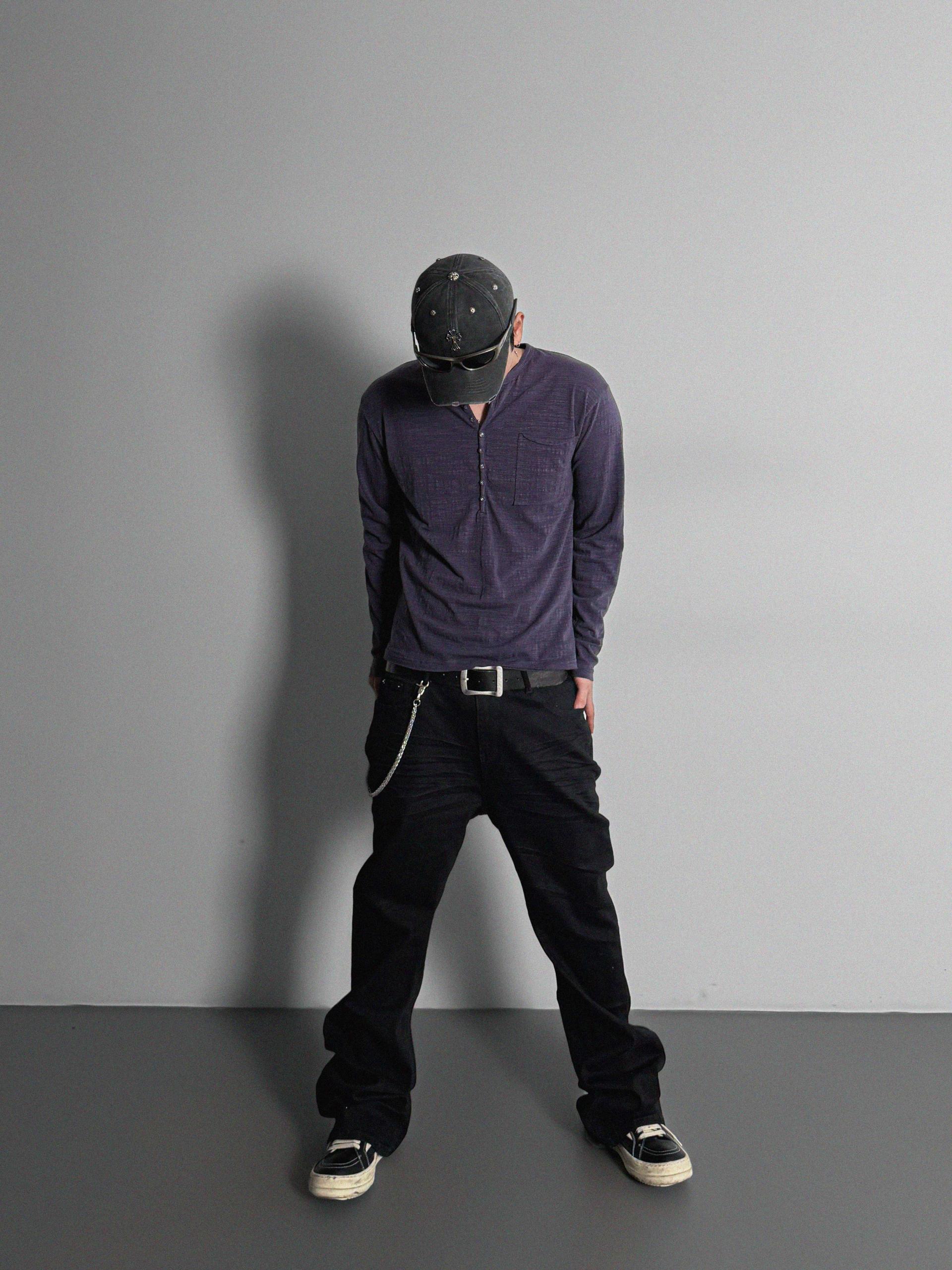 Button slub henley neck slim t