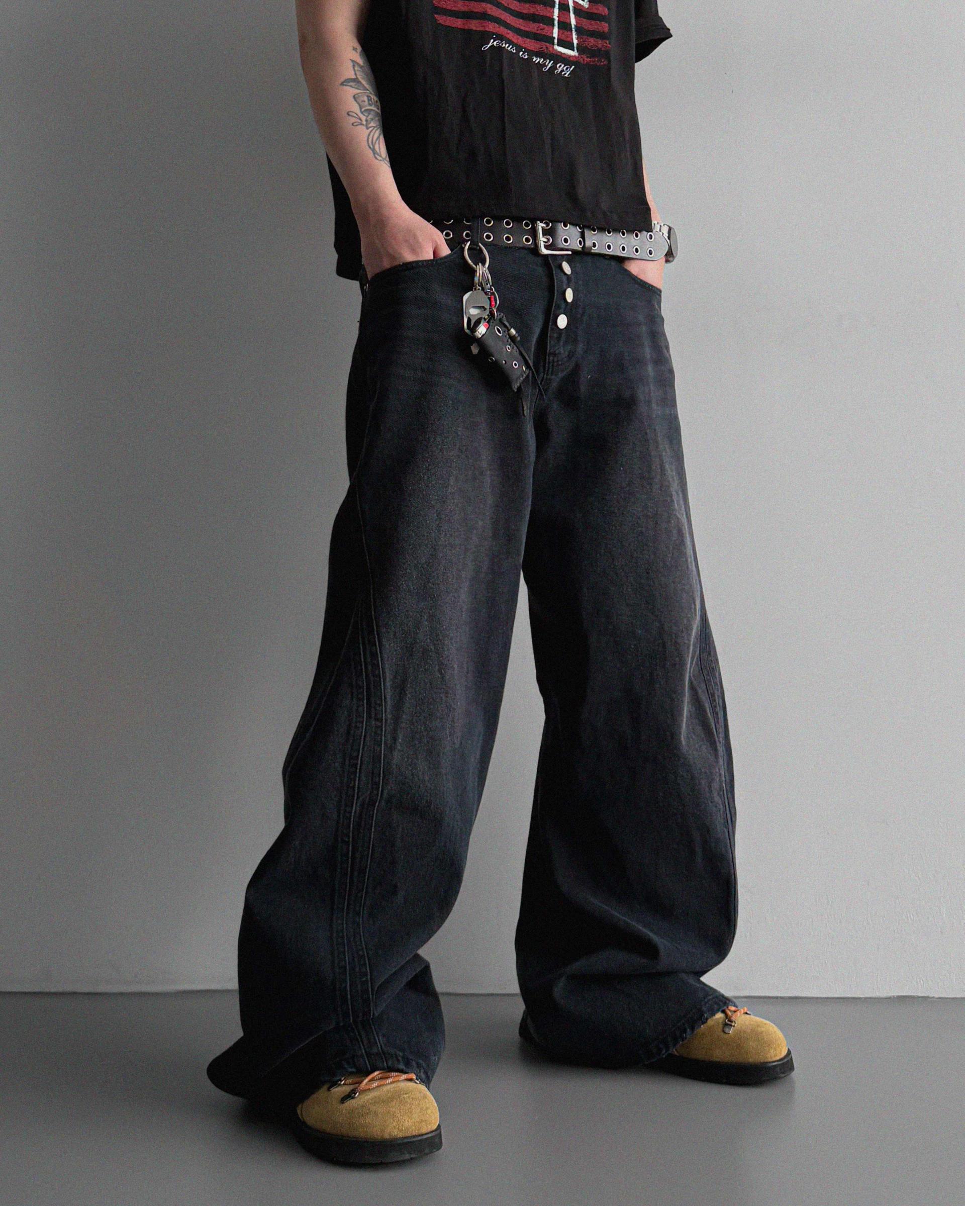 Cachion twisted wide denim pants