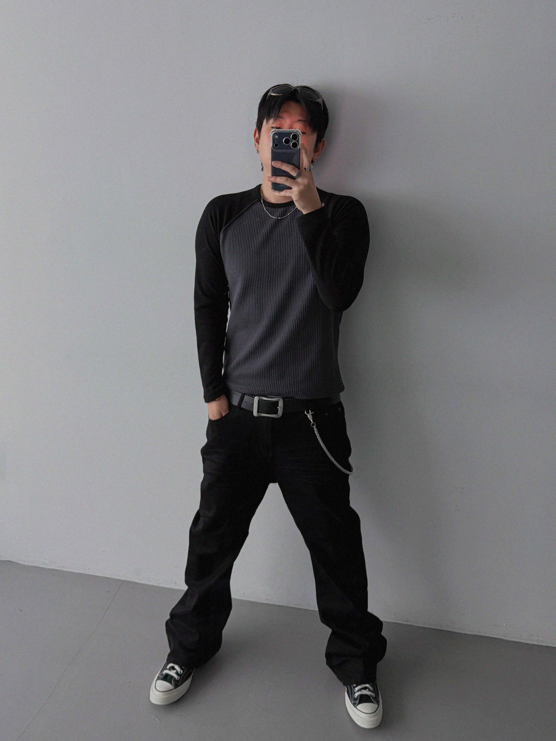 Tukhines waffle slim raglan t