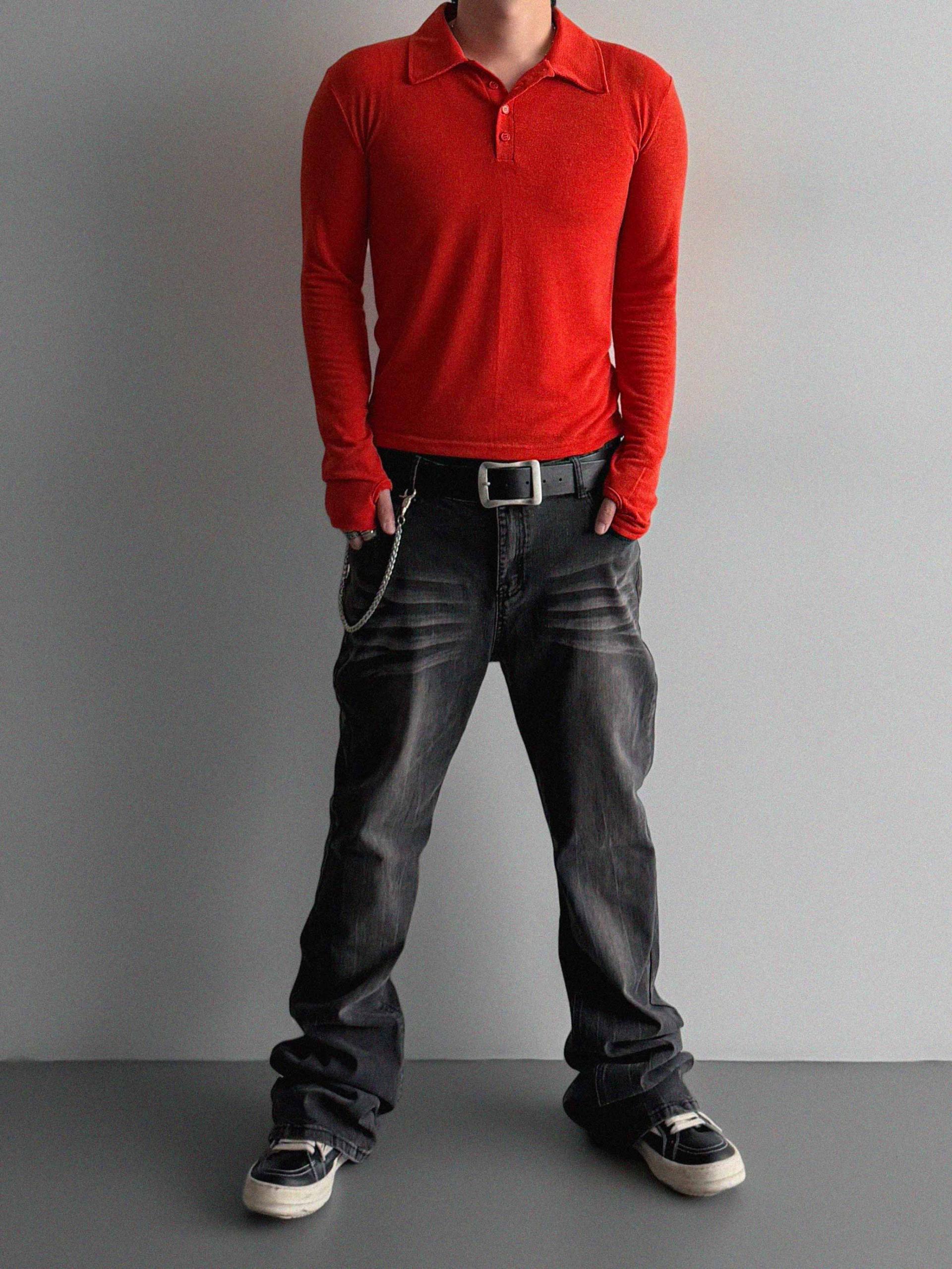 Slack sagging flare black jean