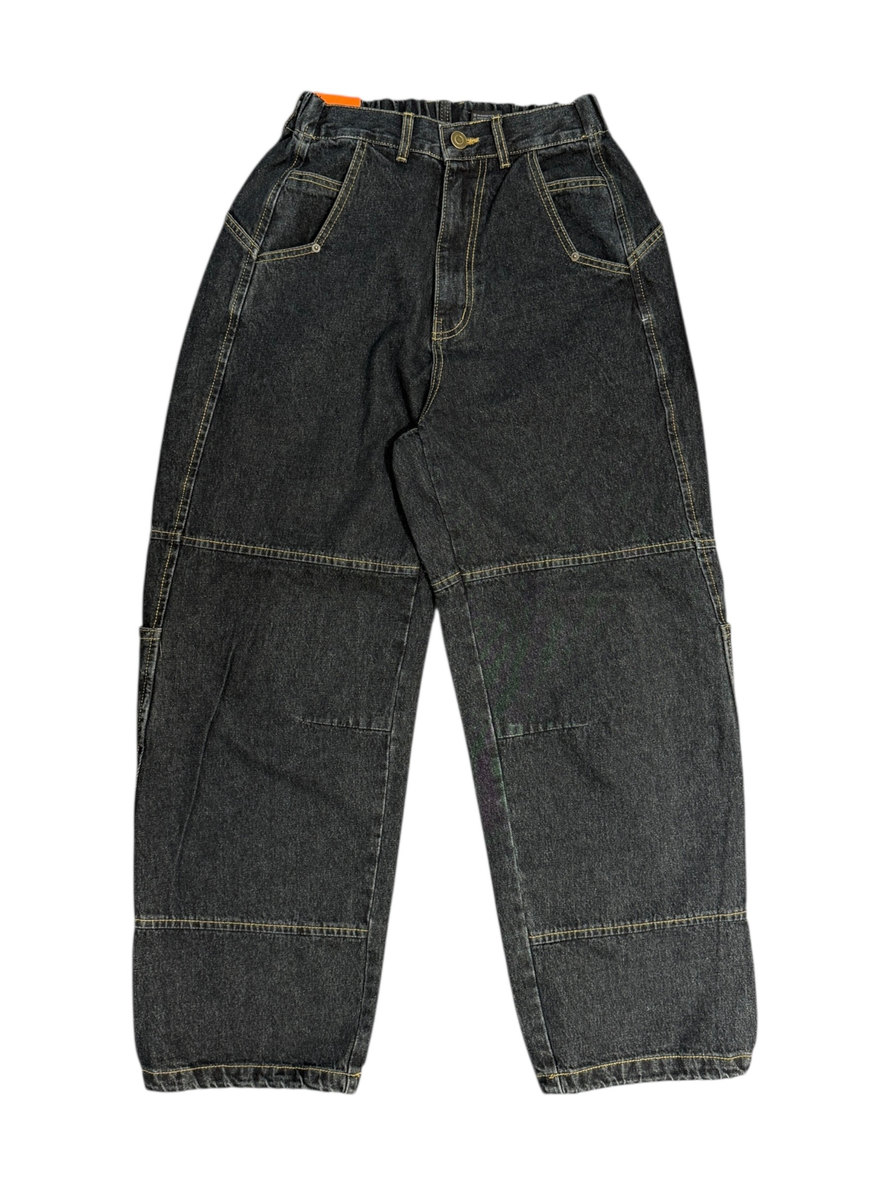Eyelet pocket balloon denim pants