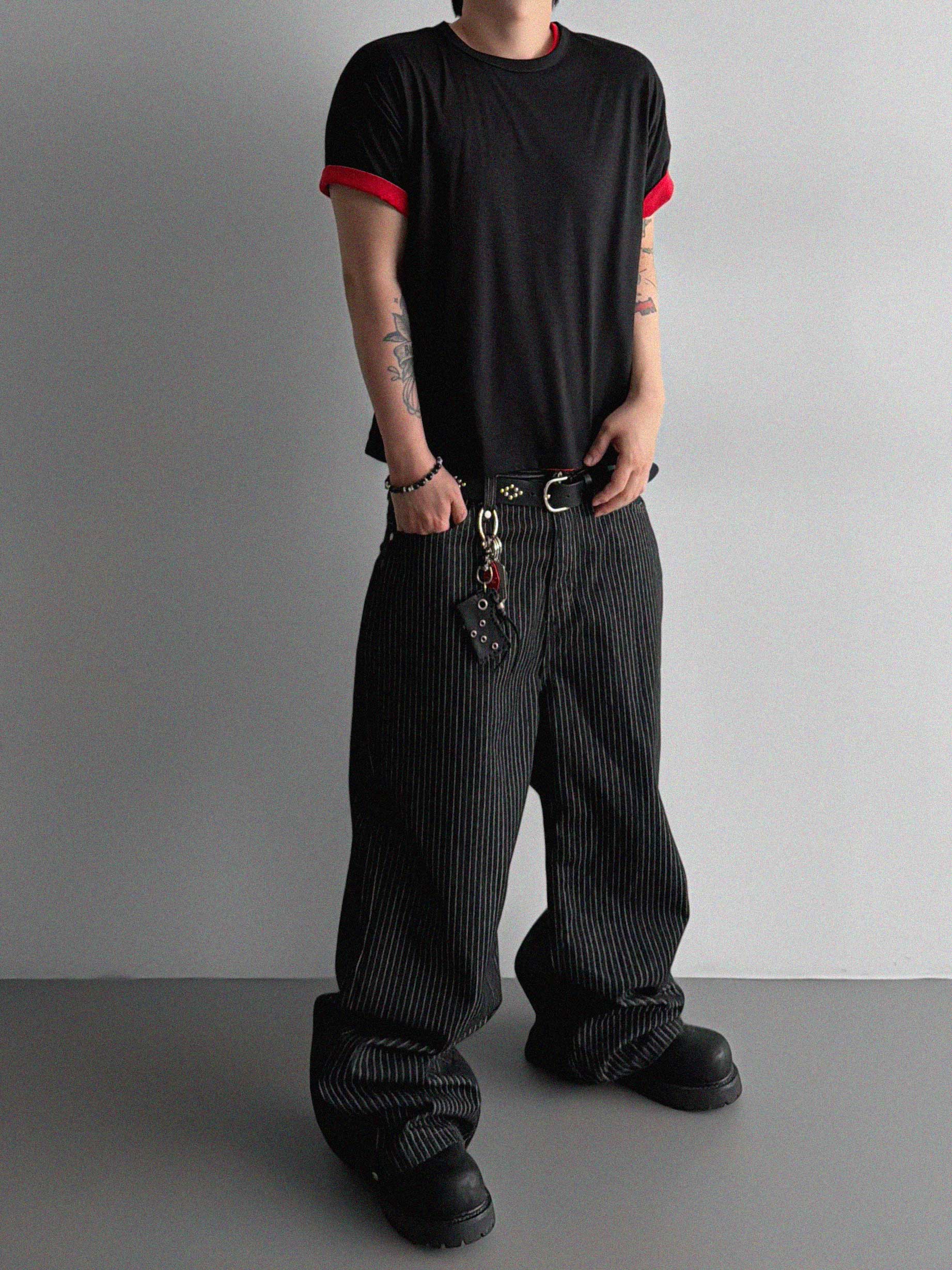 Stripe rivet non-faded pants