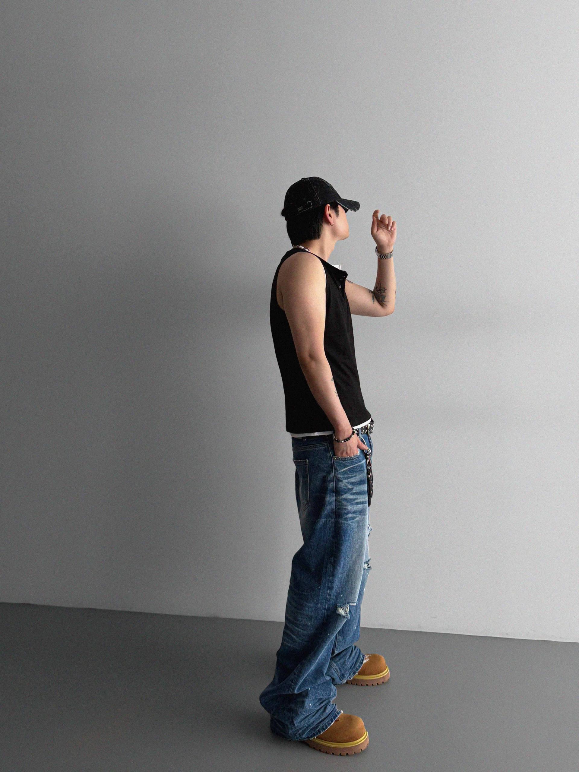 Ver-embo vintage denim pants