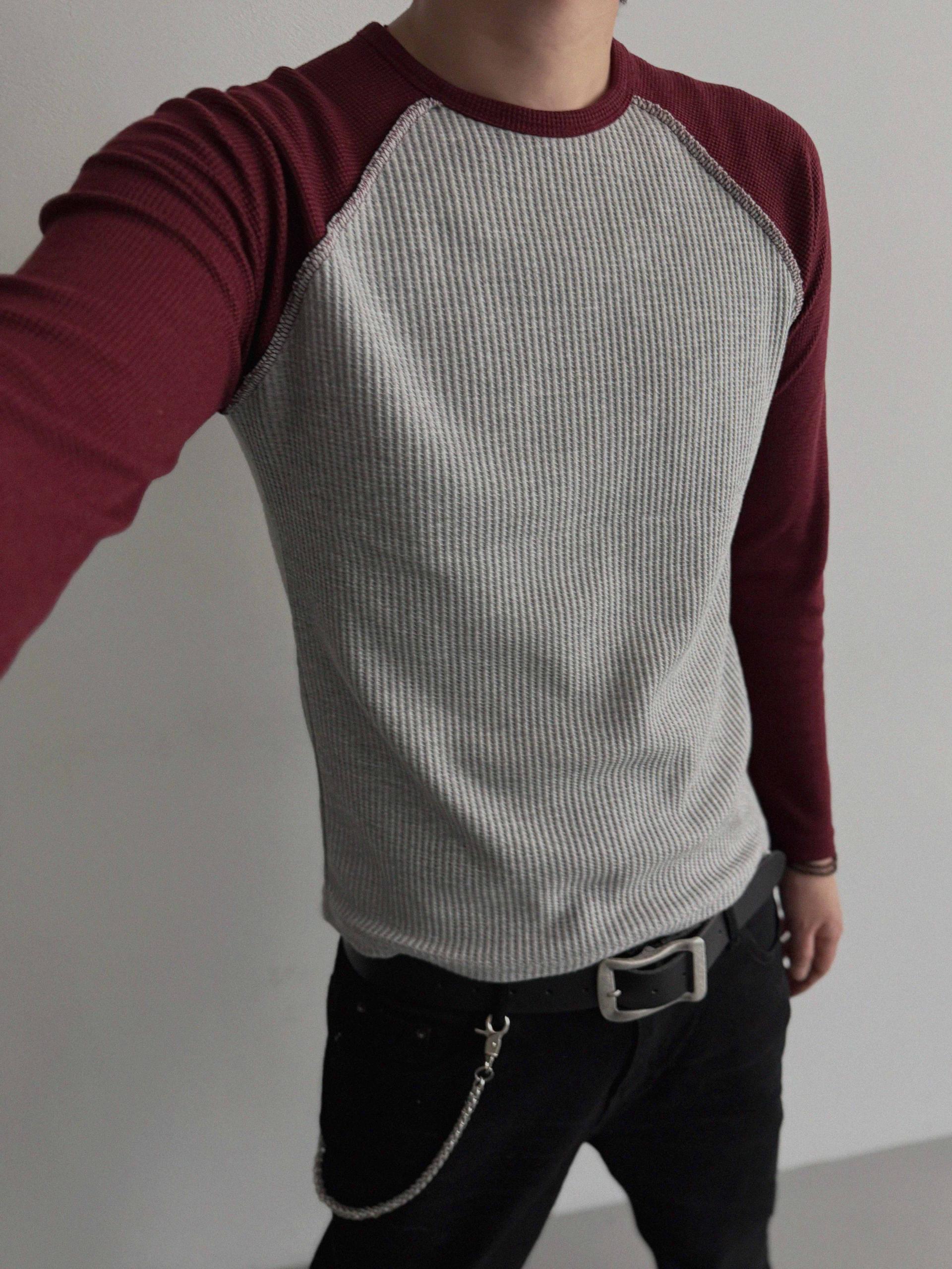 Tukhines waffle slim raglan t