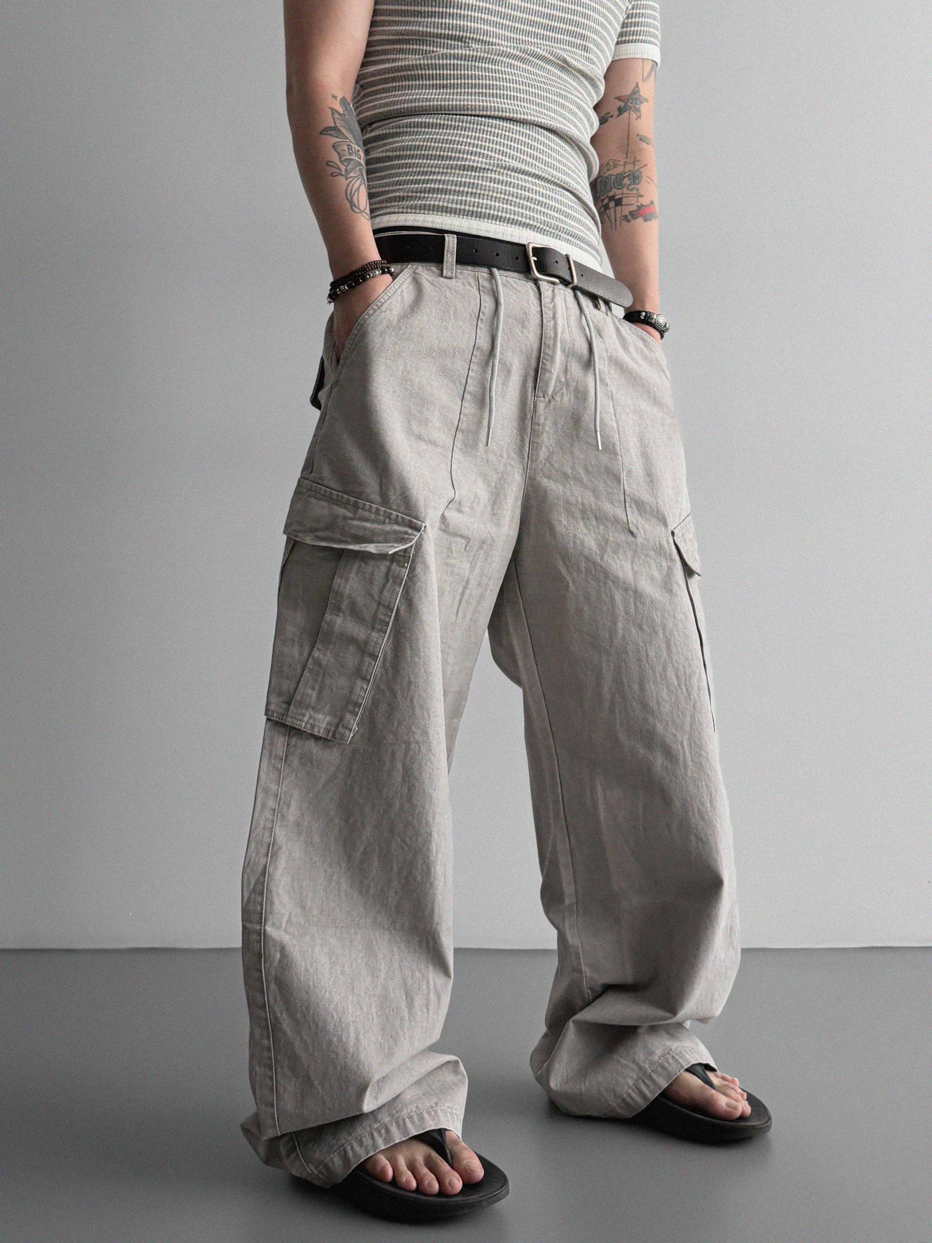 Dyed ripstop cargo curved pants