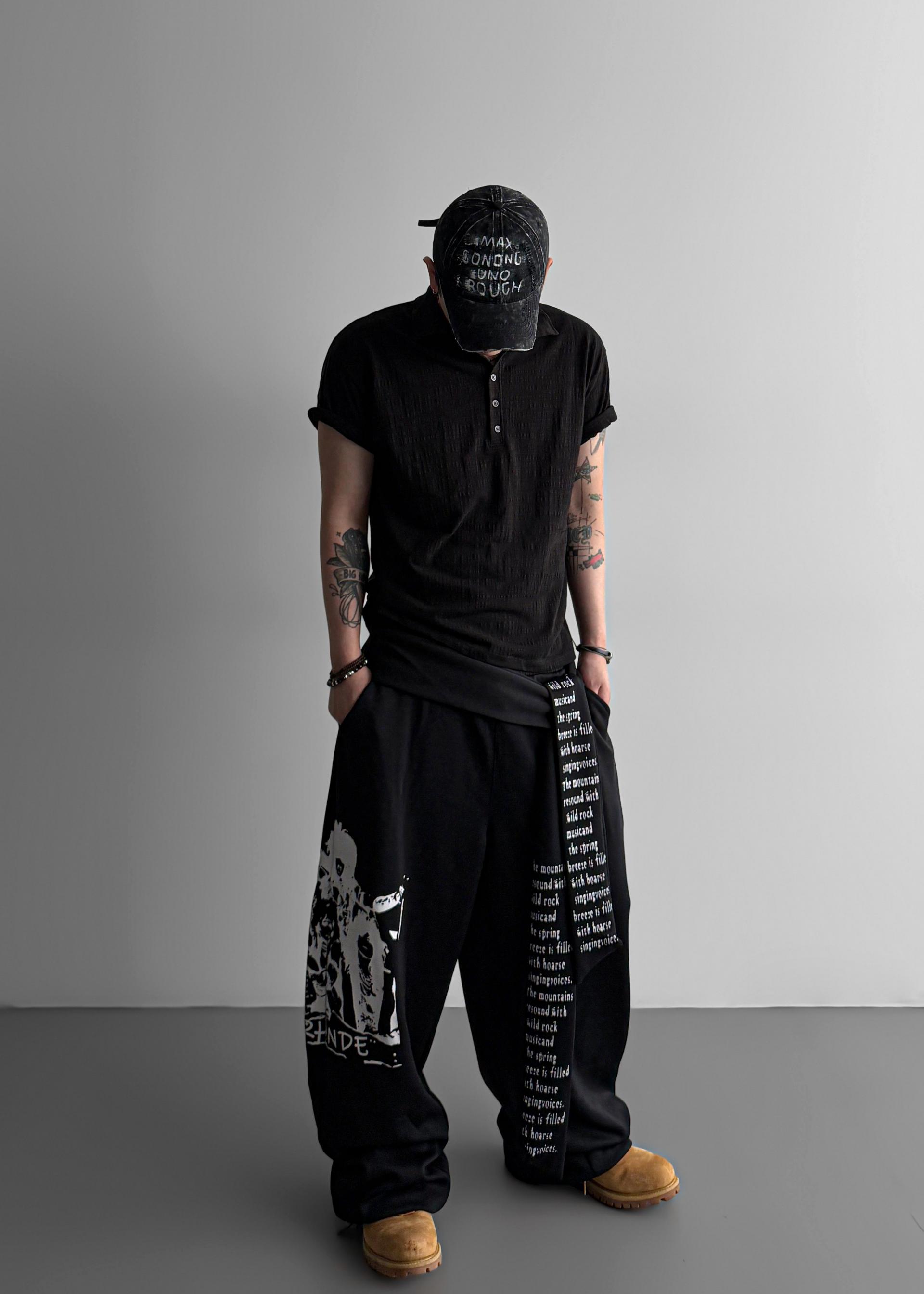 Lettering graphic strap sweat pants