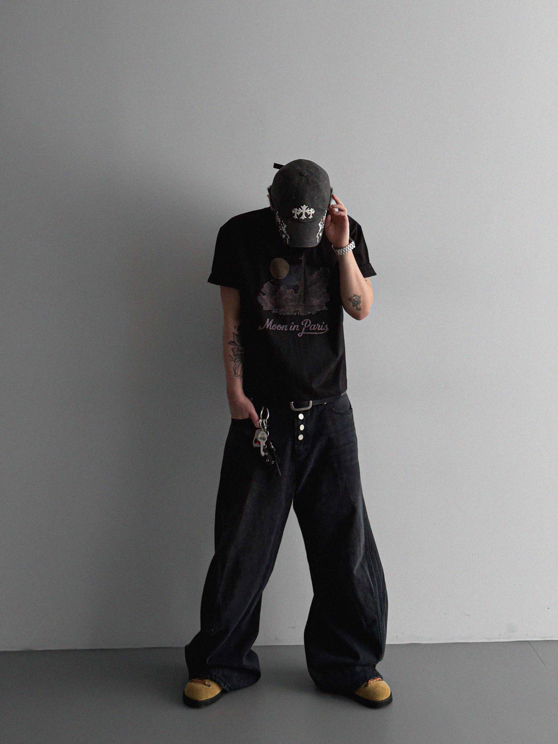 Cachion twisted wide denim pants