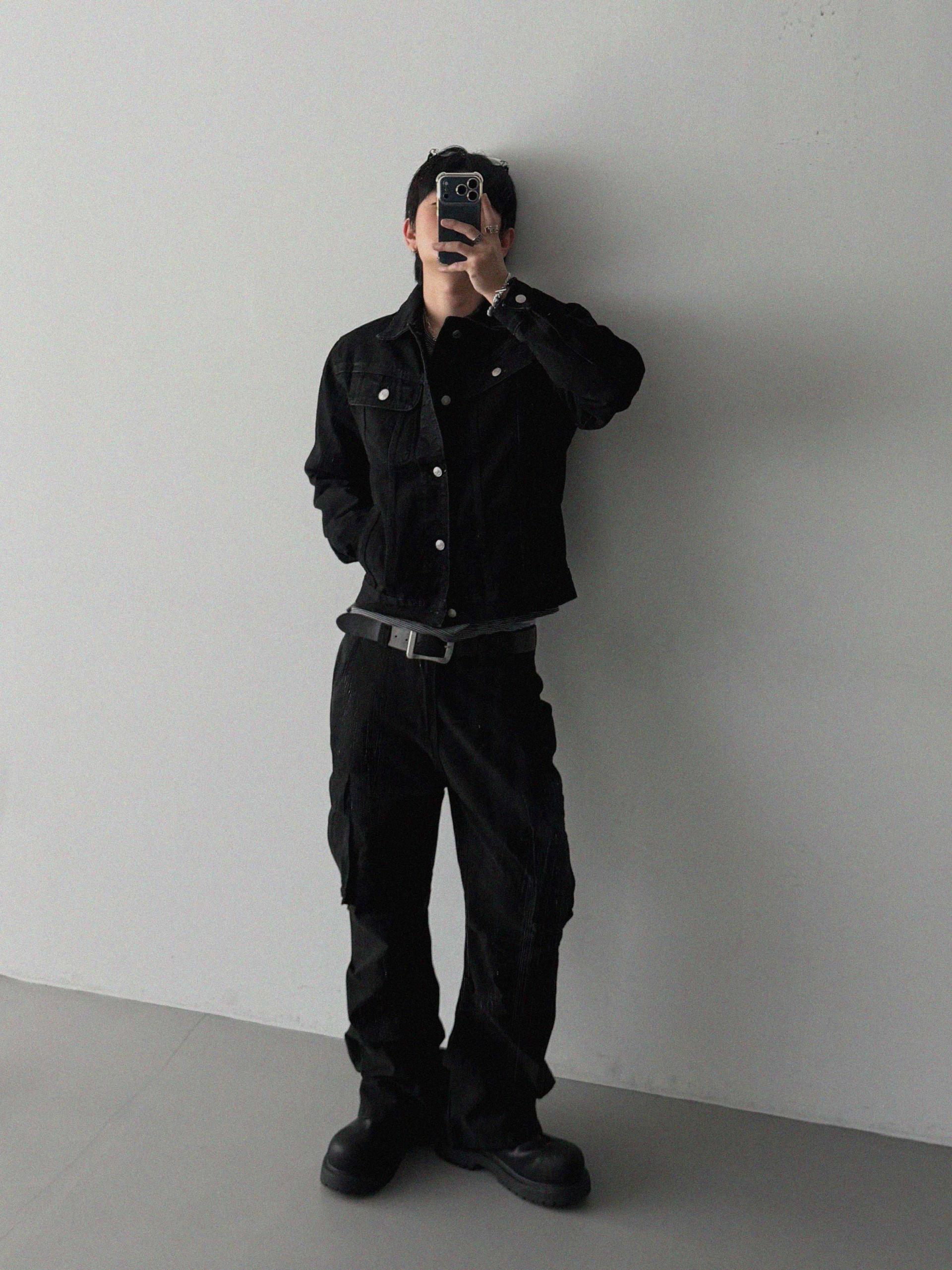 Minimal basic crop denim jacket