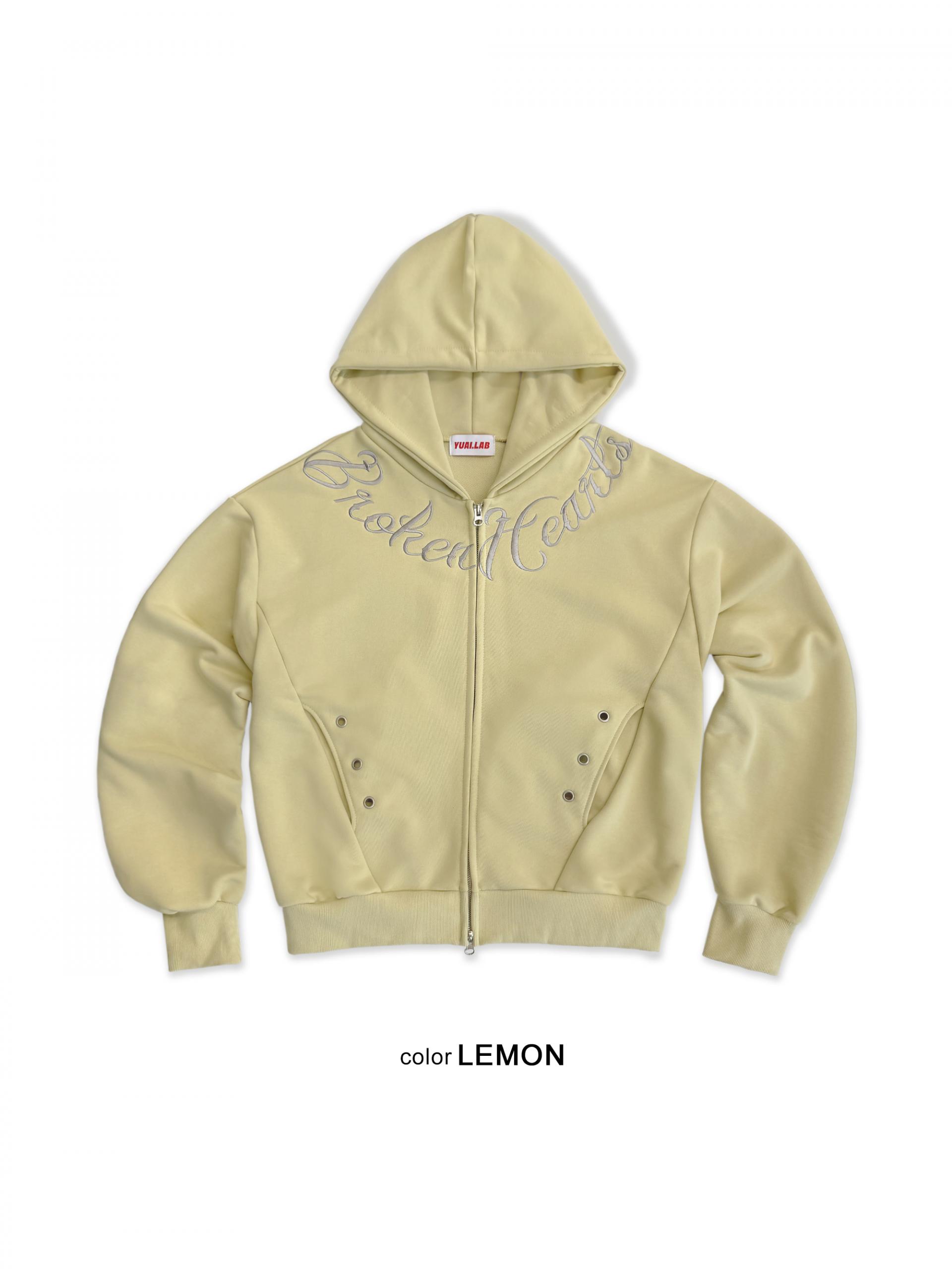 Broken eyelet crop hoodie zip-up