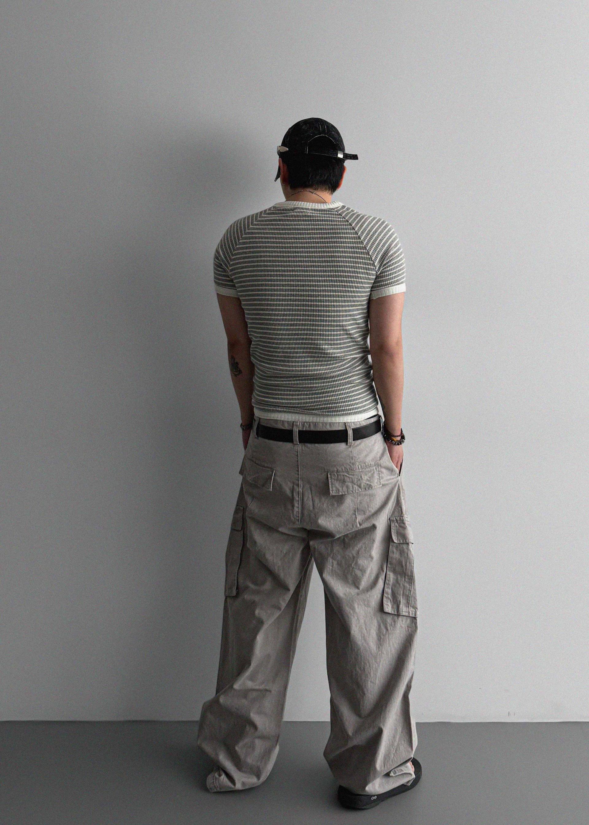 Dyed ripstop cargo curved pants