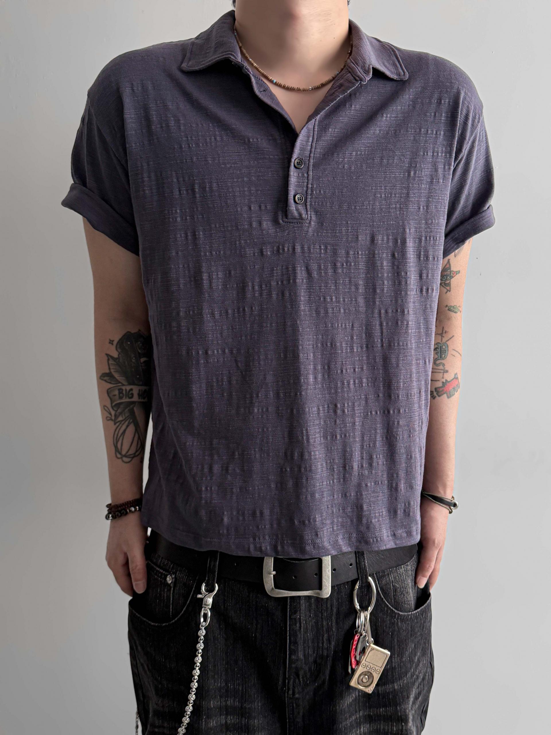 Slub collar half t