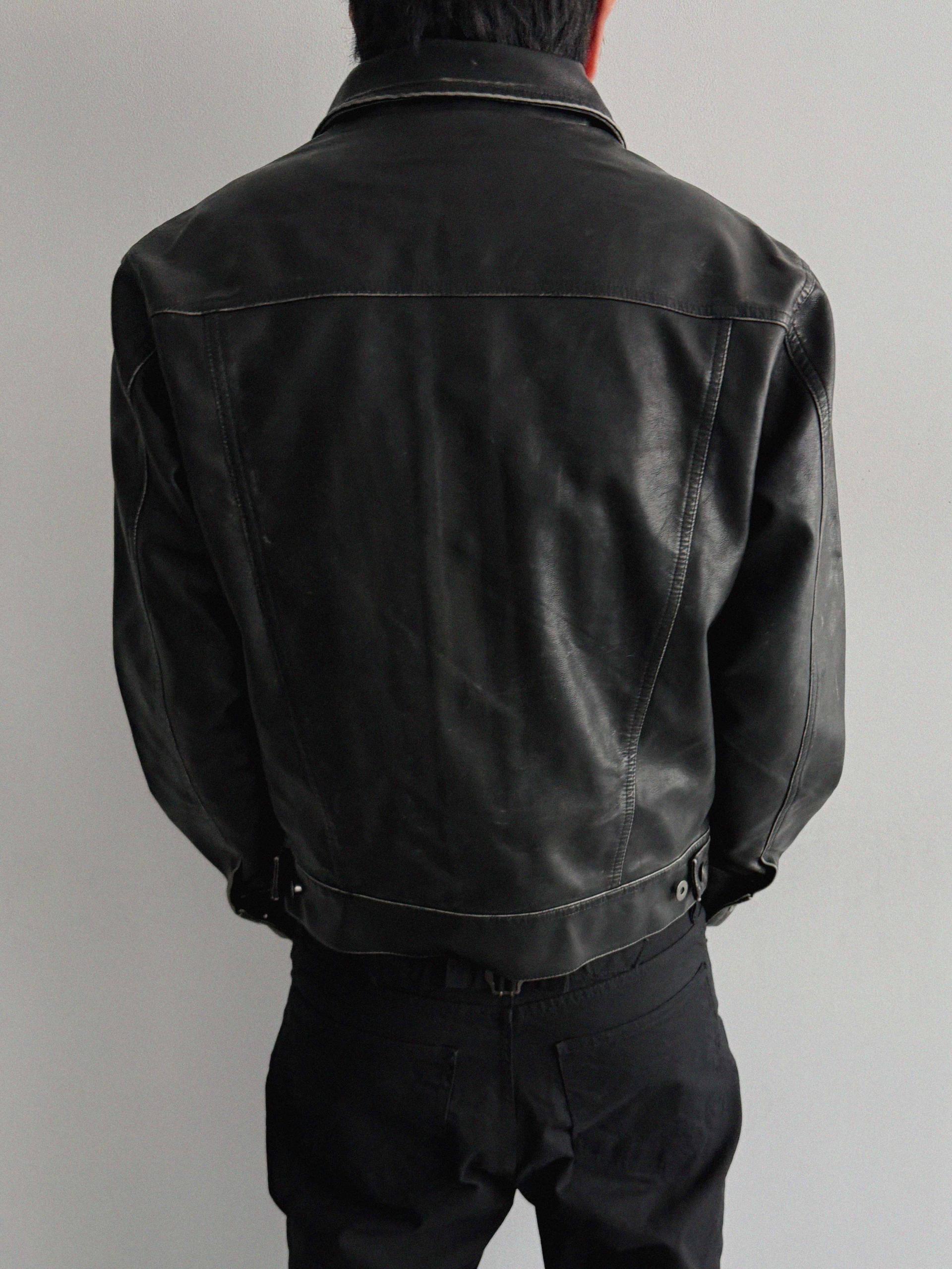 Rex leather trucker crop jacket