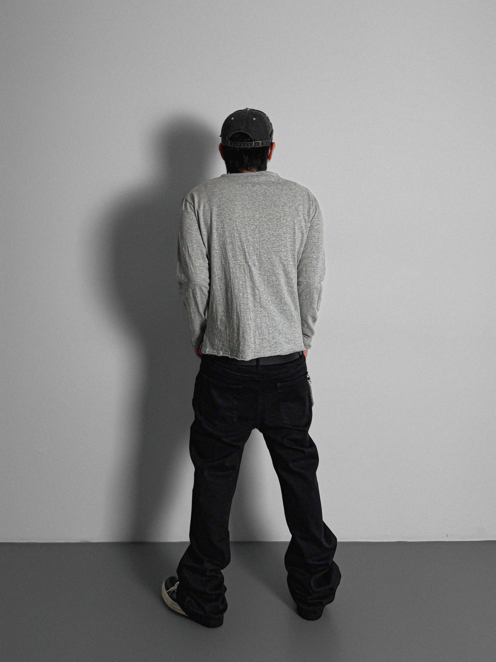 Button slub henley neck slim t