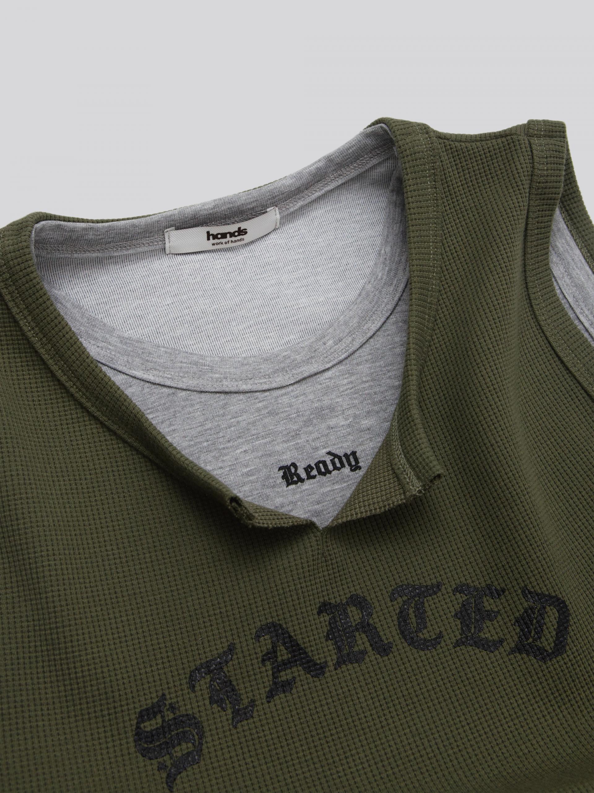 Lettering layer waffle crop sleeveless