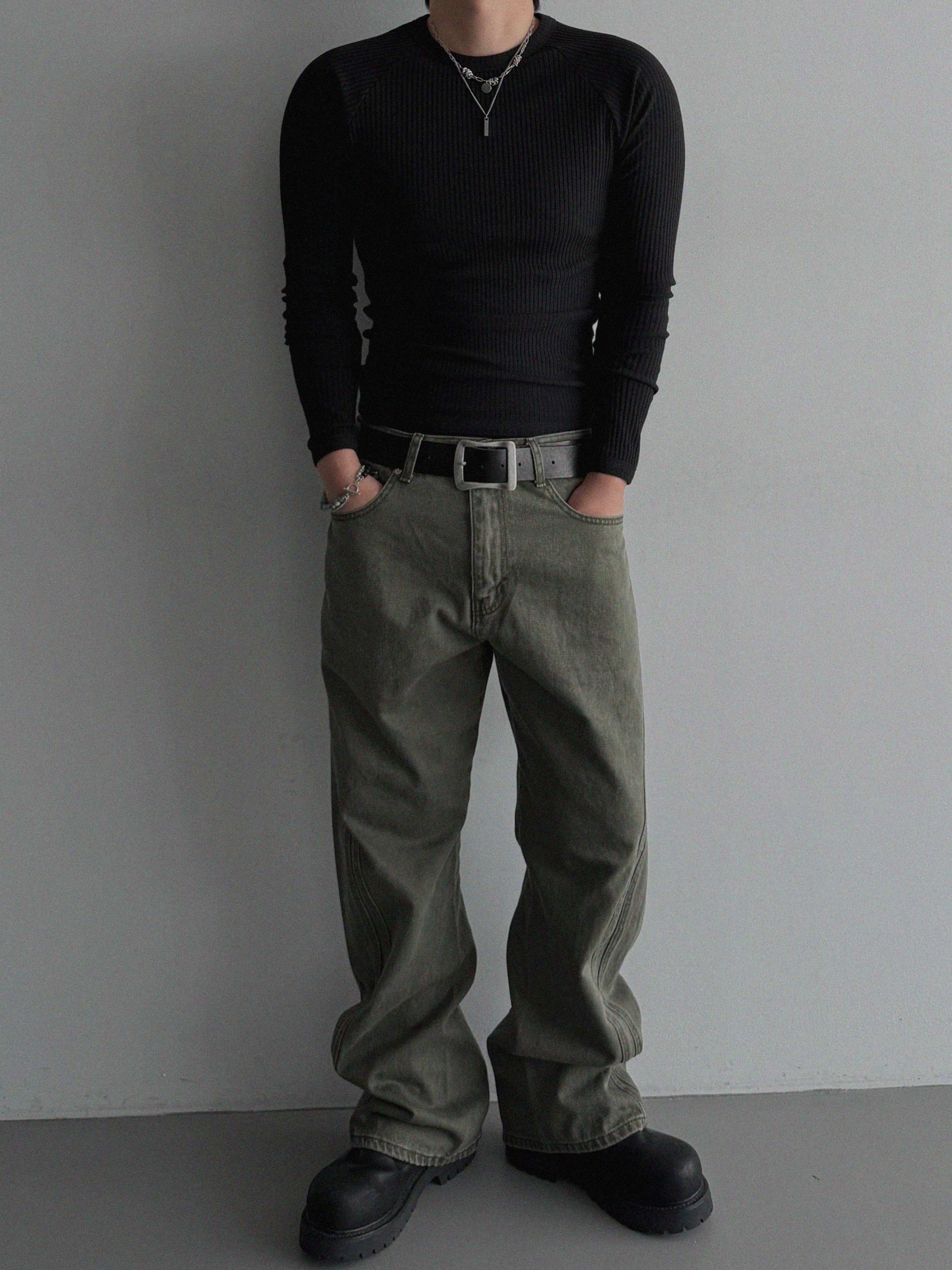 Solid ribbed raglan muscle t