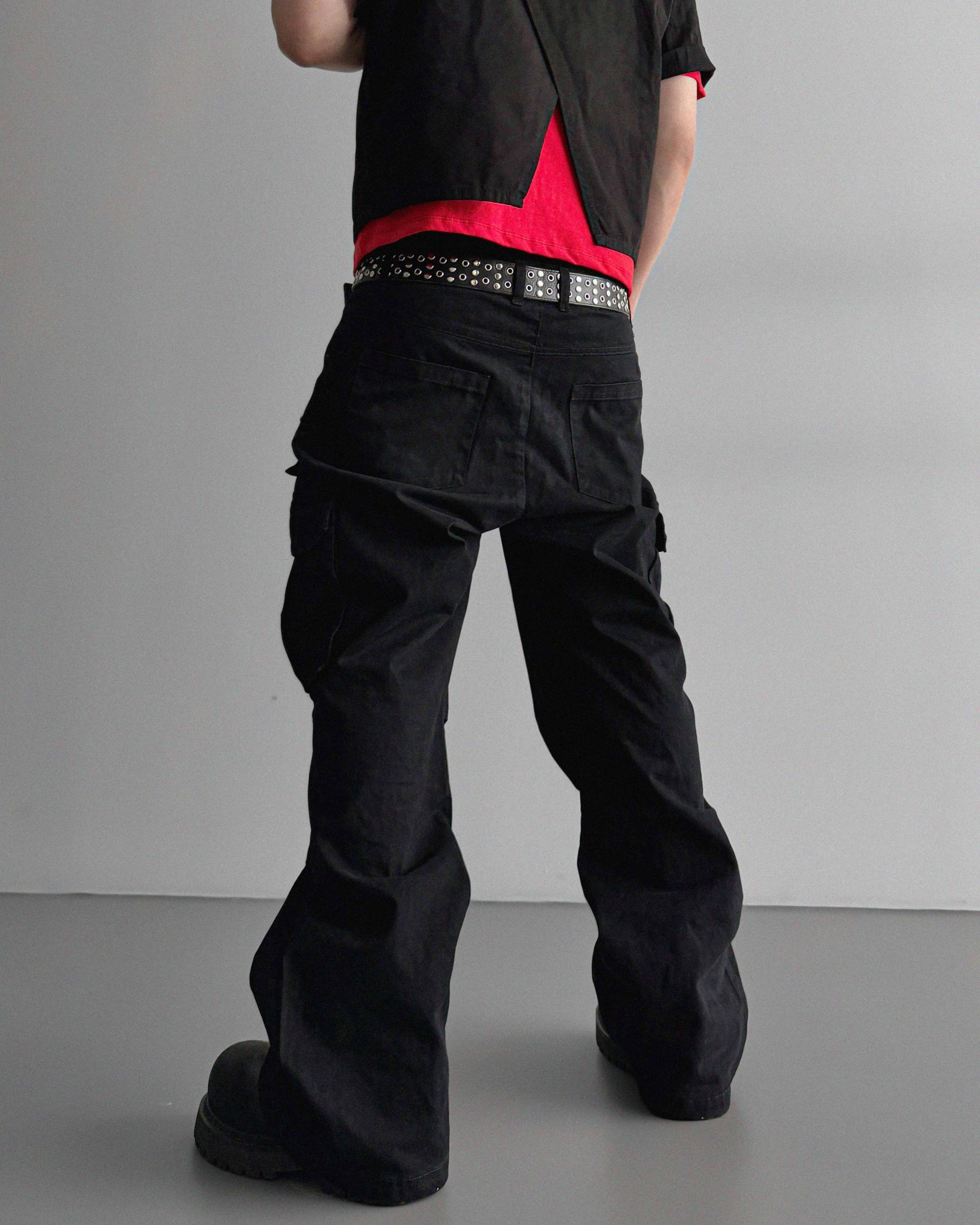 Dying stud cargo flared pants