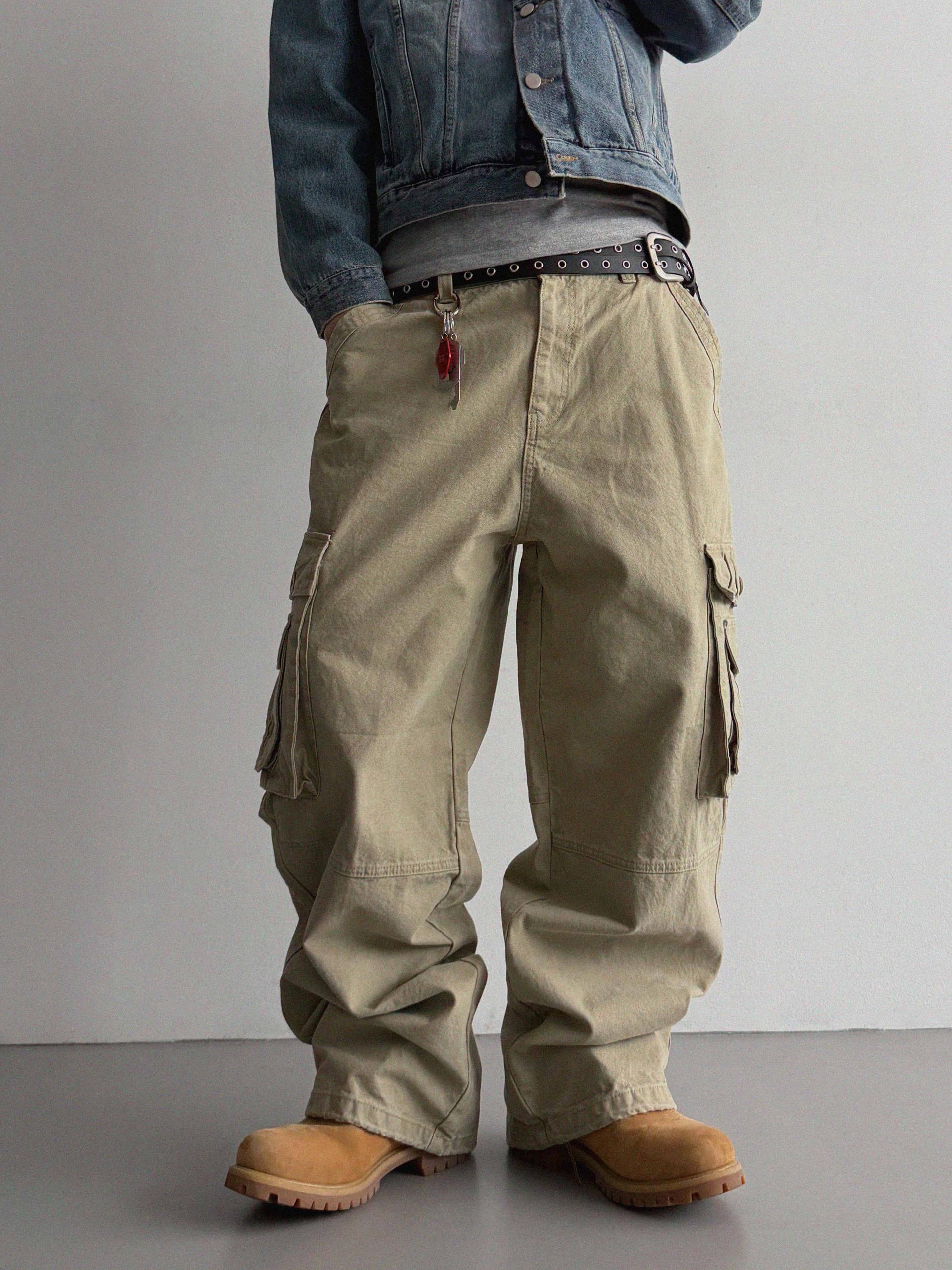Ampty dyeing wide cargo pants