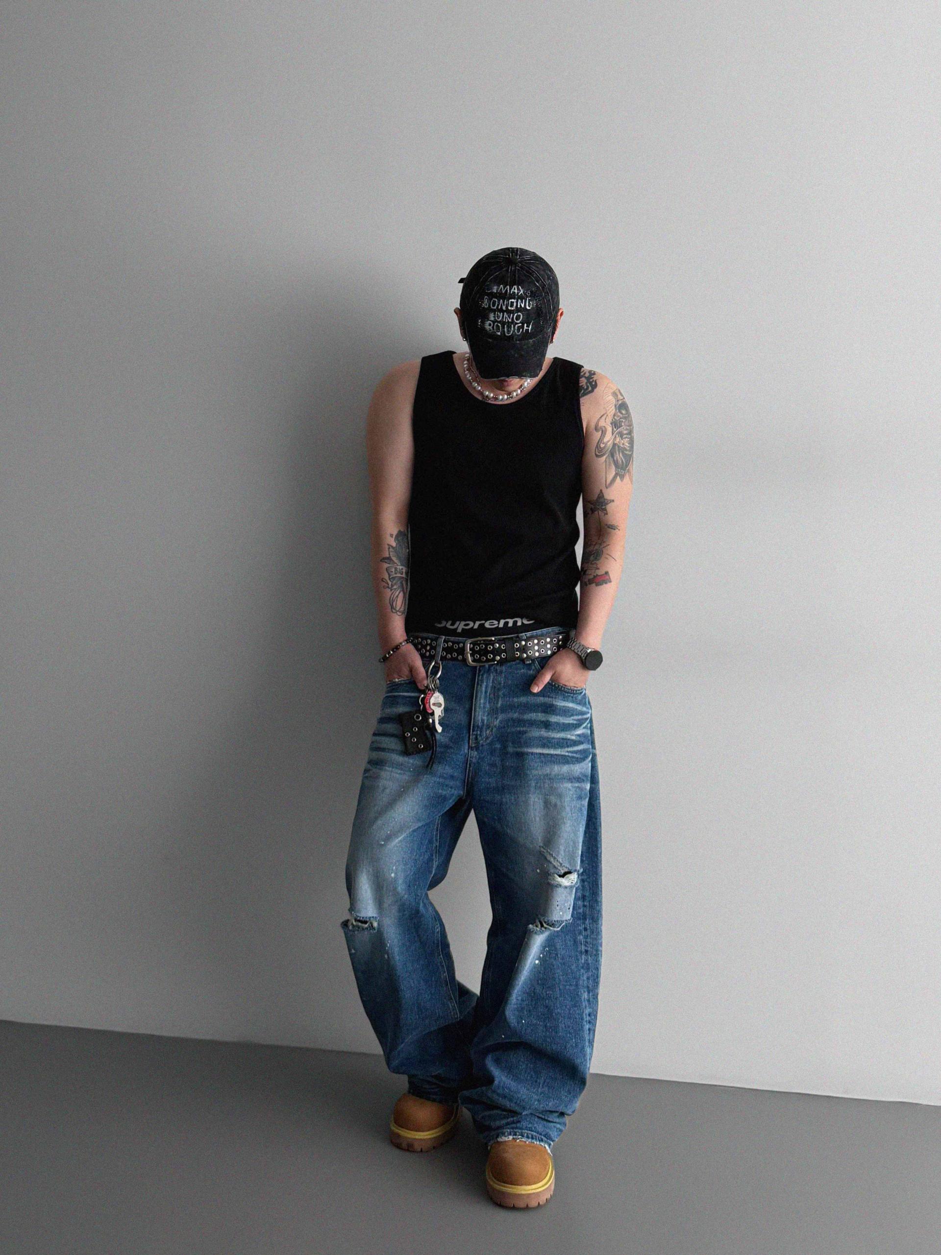 Ver-embo vintage denim pants