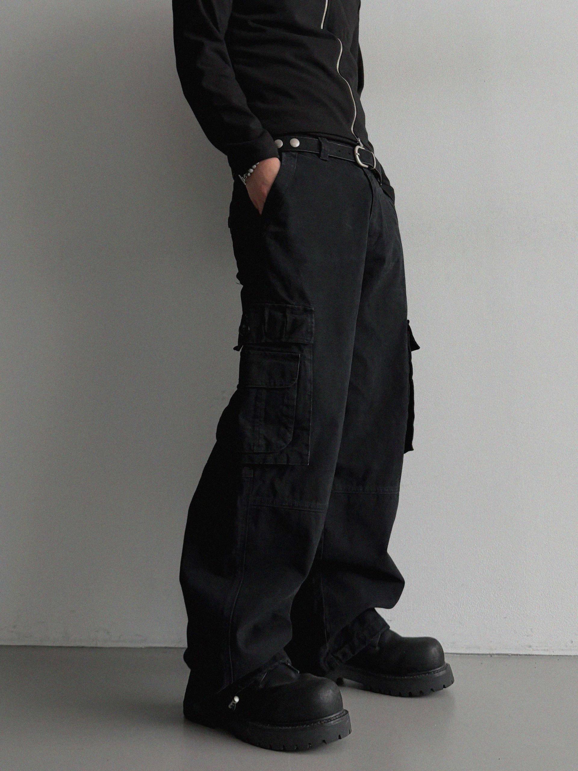Ampty dyeing wide cargo pants