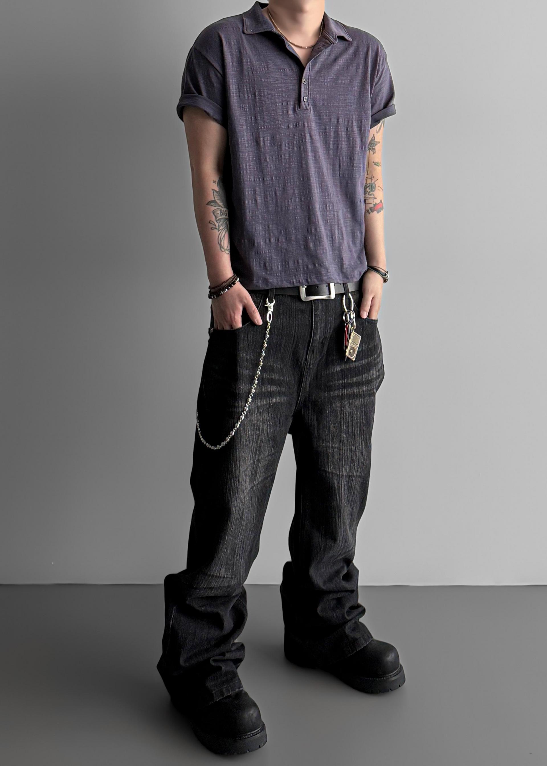 Slub collar half t