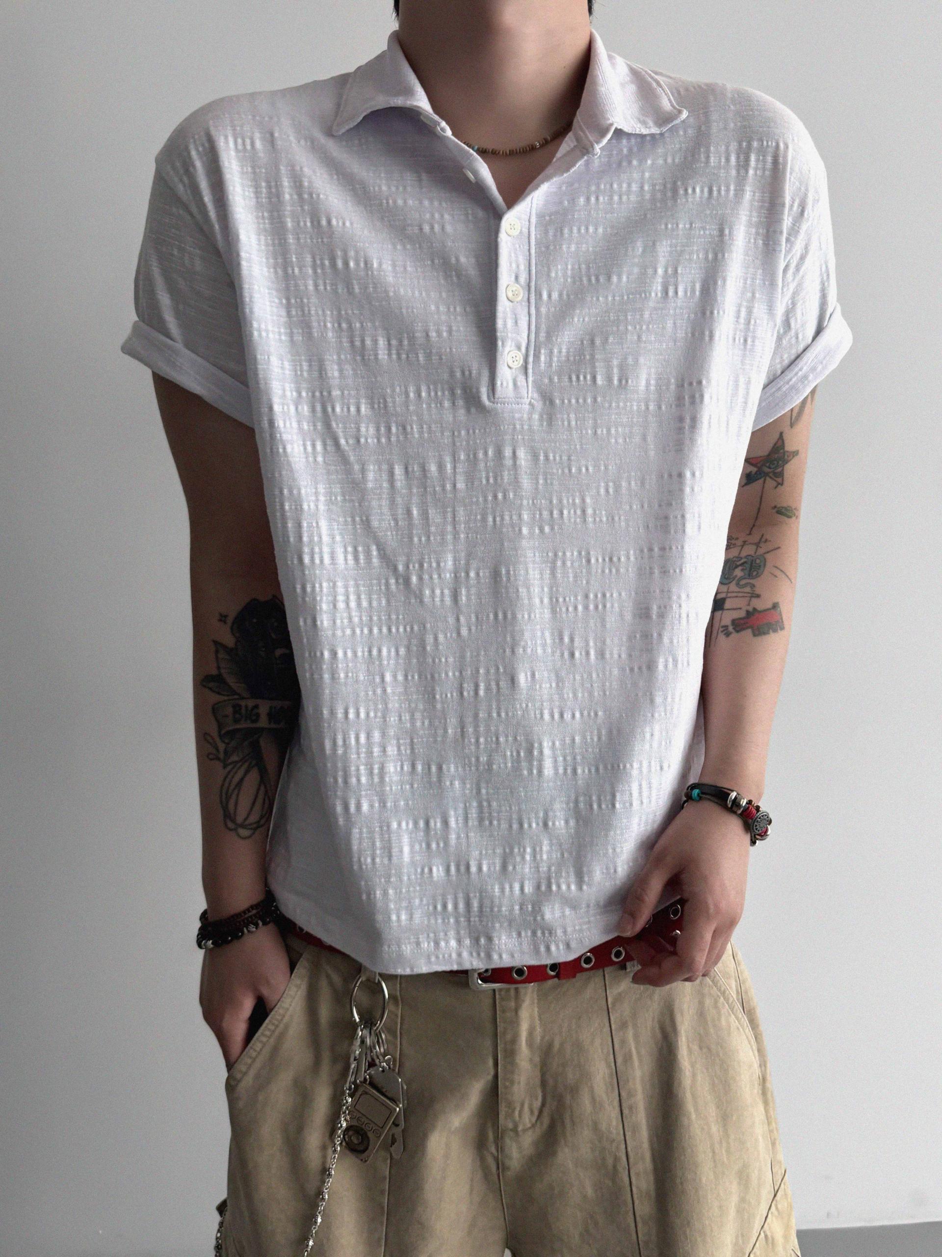 Slub collar half t