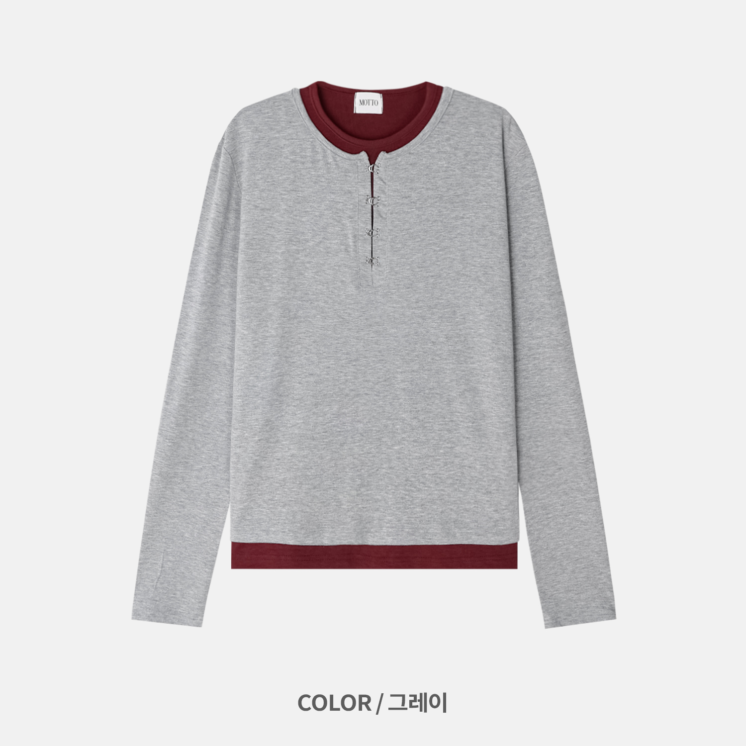 Buckle henley neck layered crop t