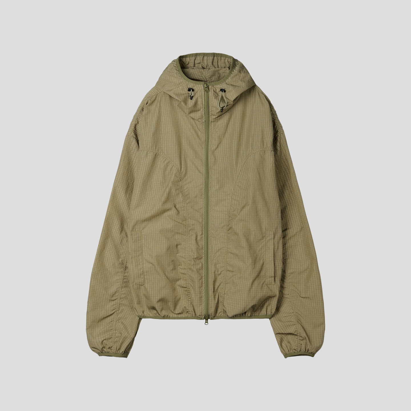 Core shirring waterproof hooded jacket