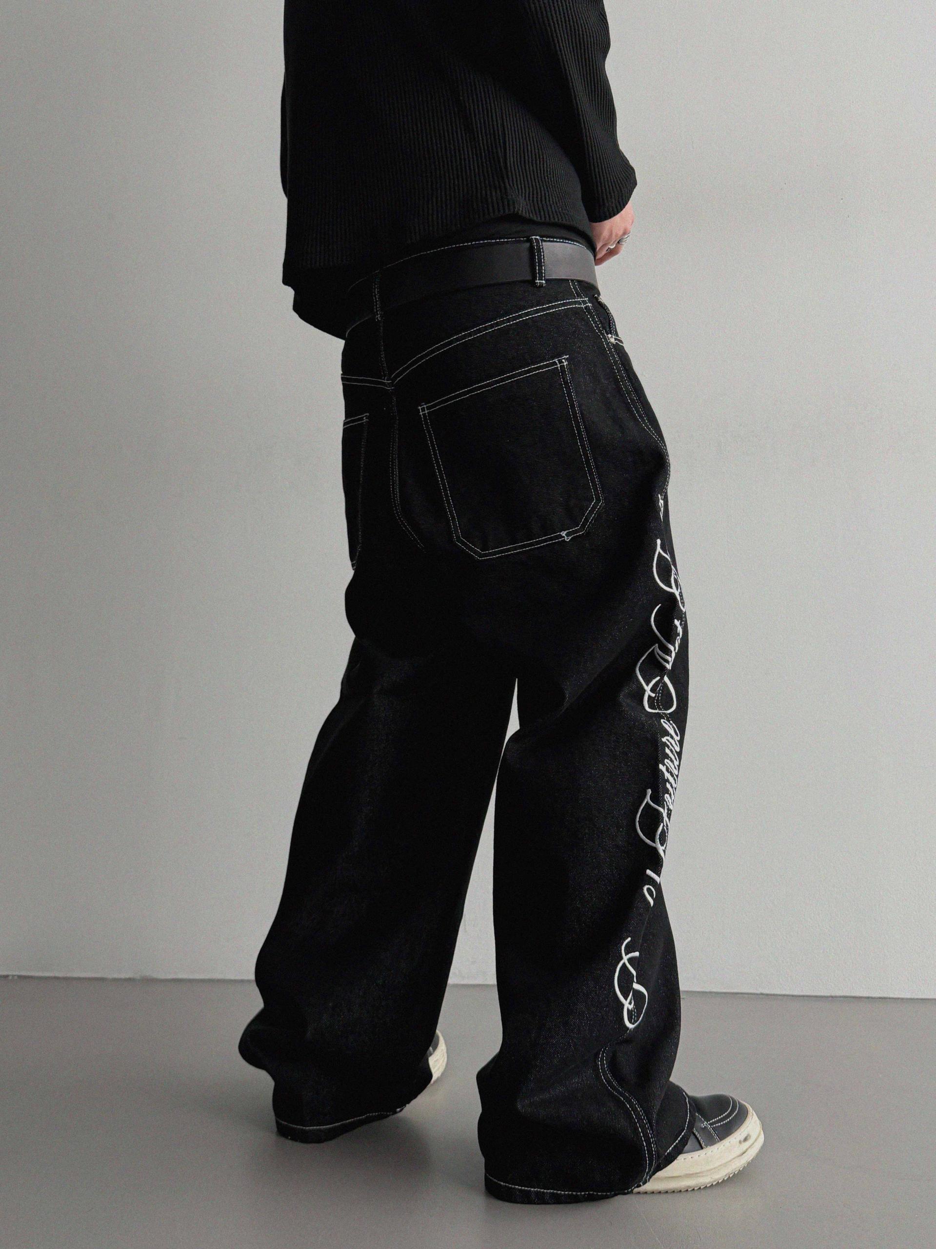Horse non-fade embroidered denim pants
