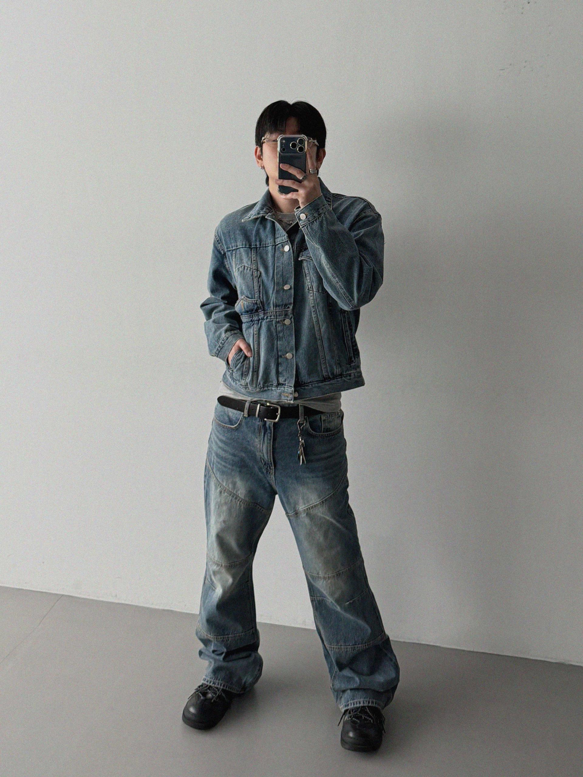 Mabel panel biker flare denim pants