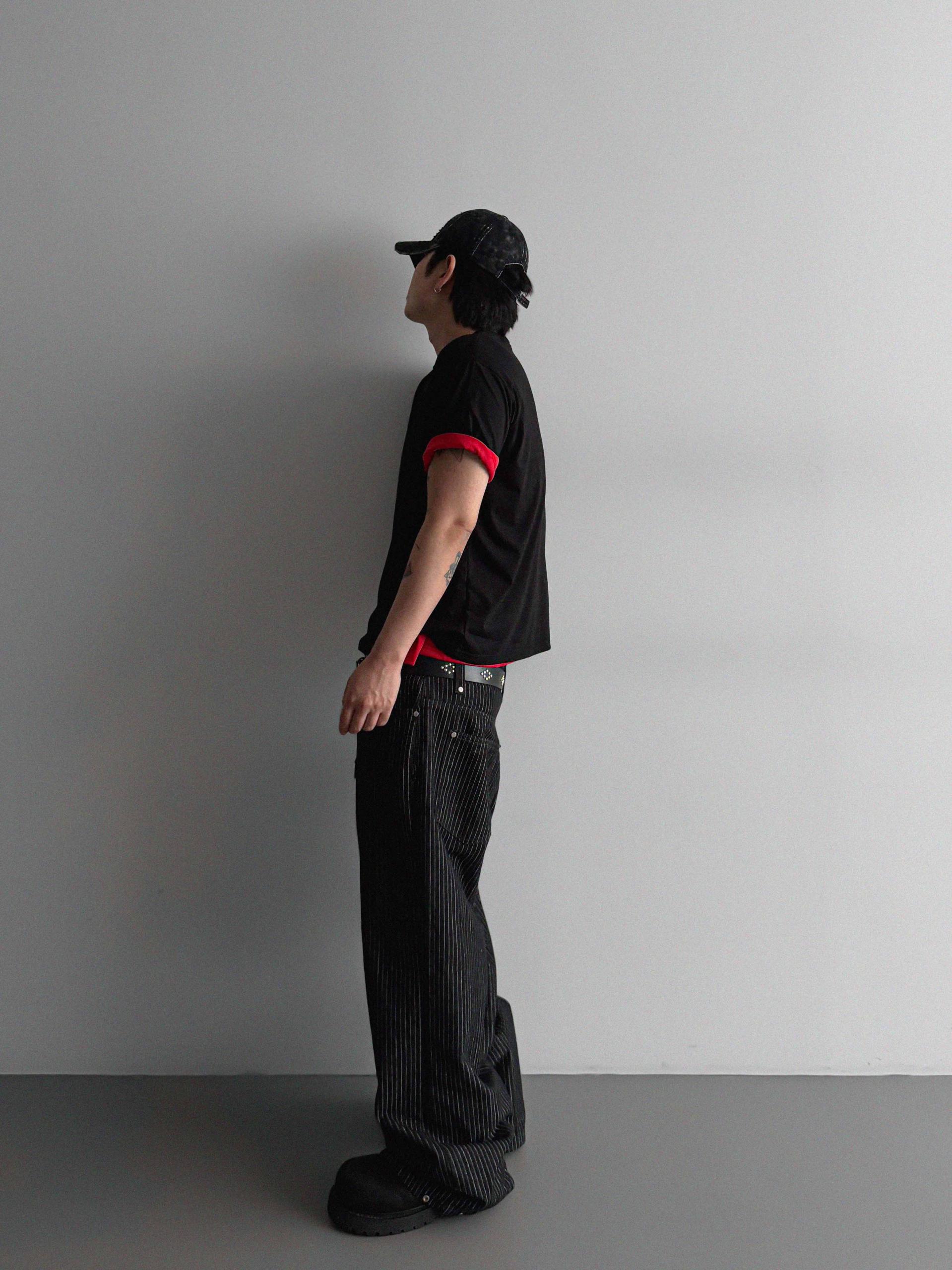 Stripe rivet non-faded pants