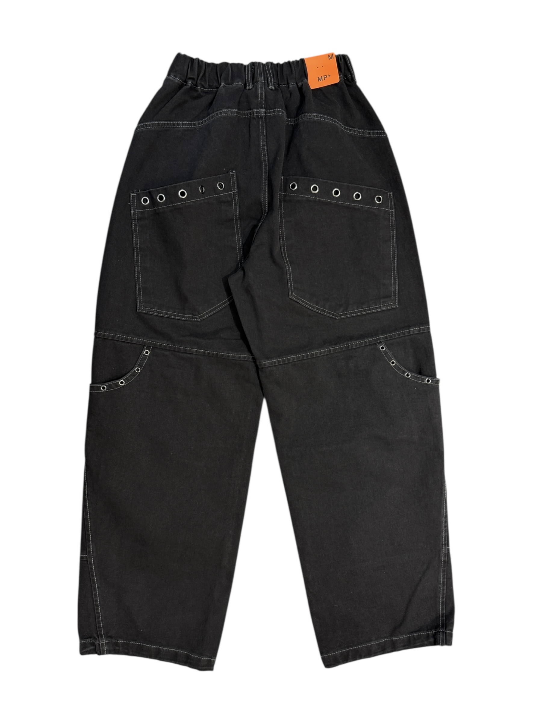 Eyelet pocket balloon denim pants