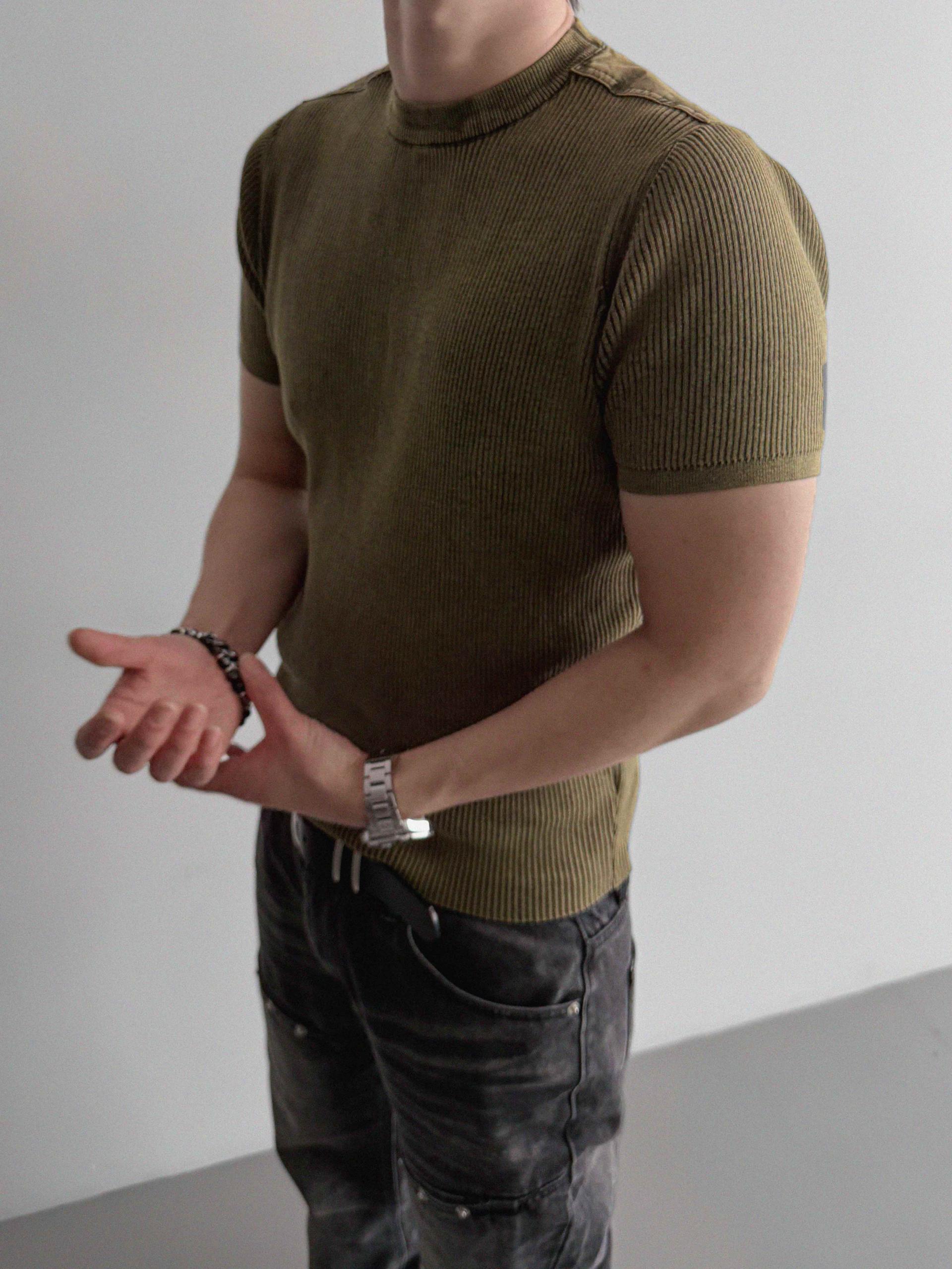 Pigment panel slim half knit