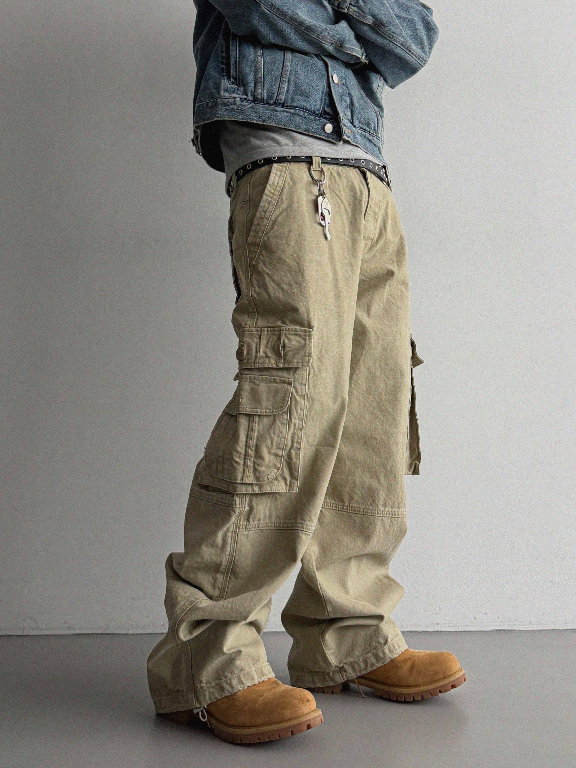 Ampty dyeing wide cargo pants