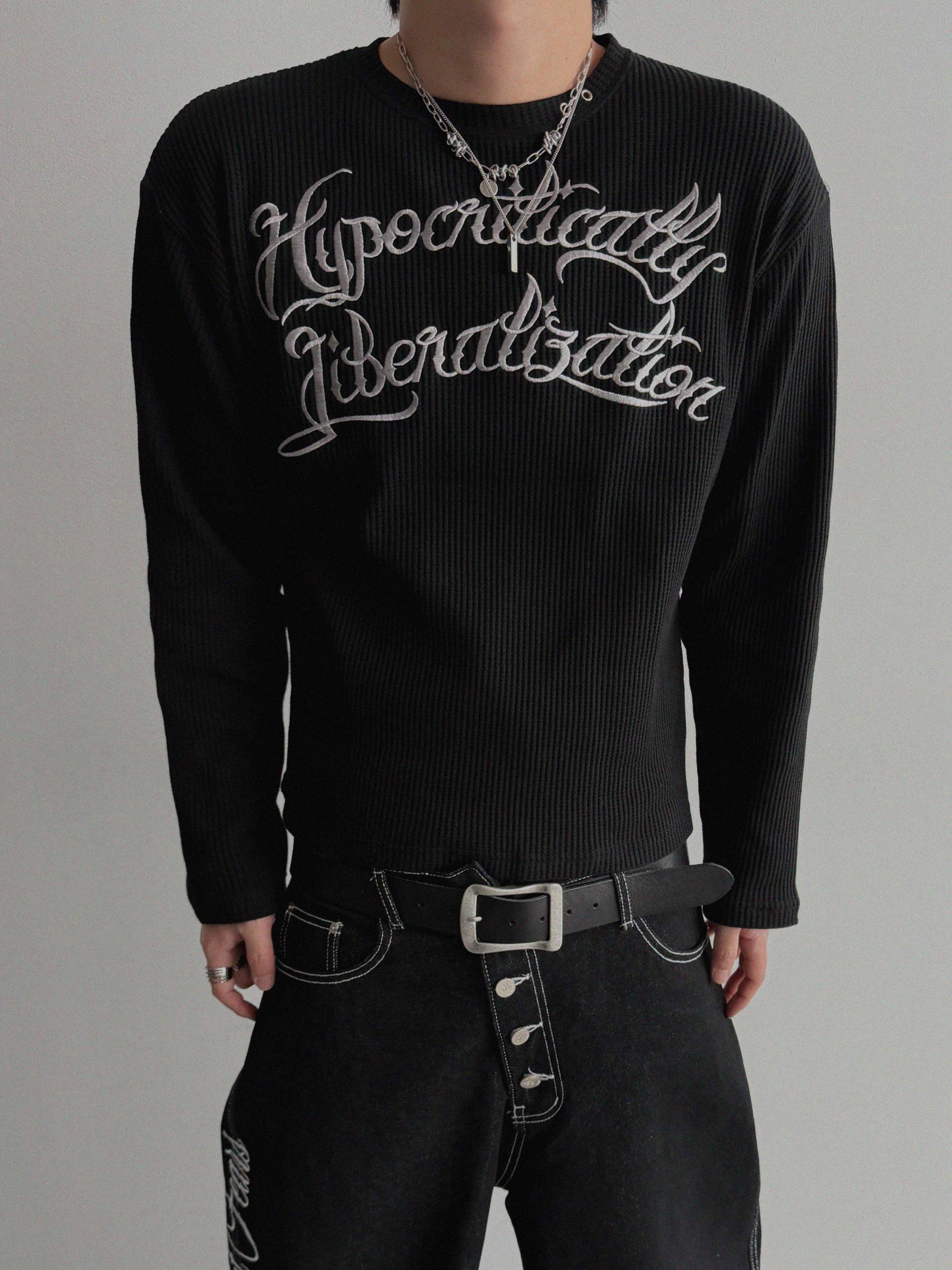 Libera embroidered waffle crop t