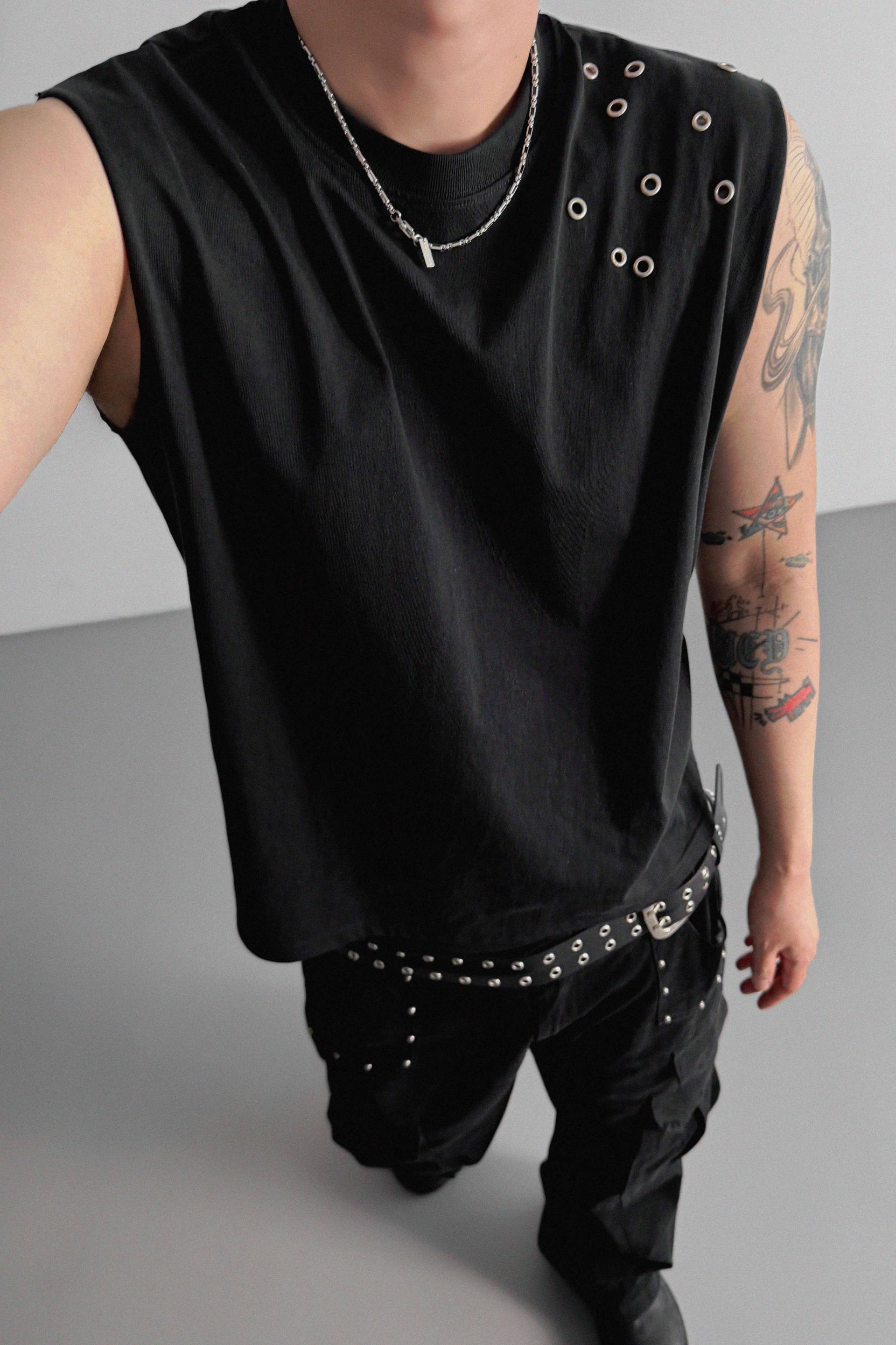 Dying stud cargo flared pants