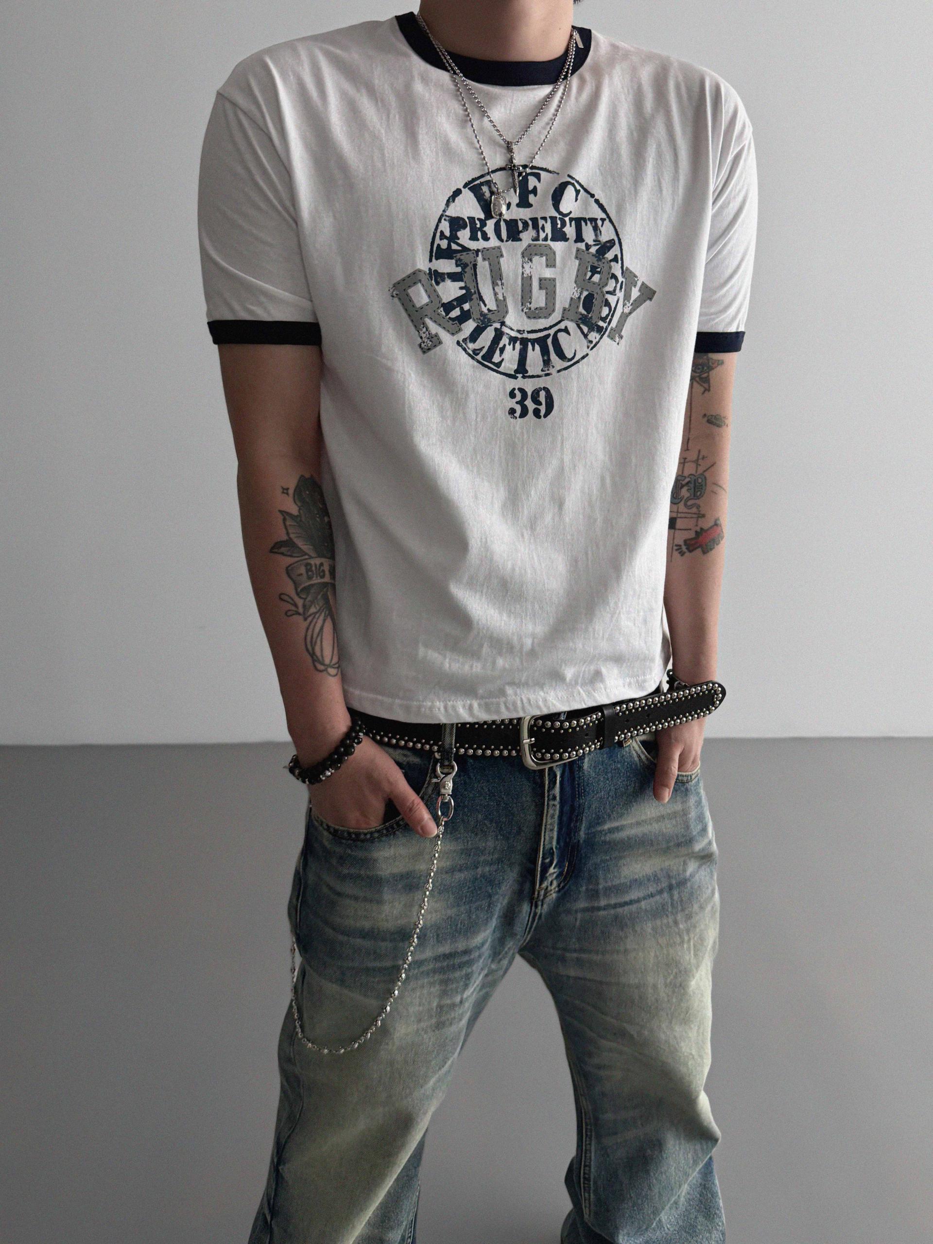 Rugby ringer muscle crop half t