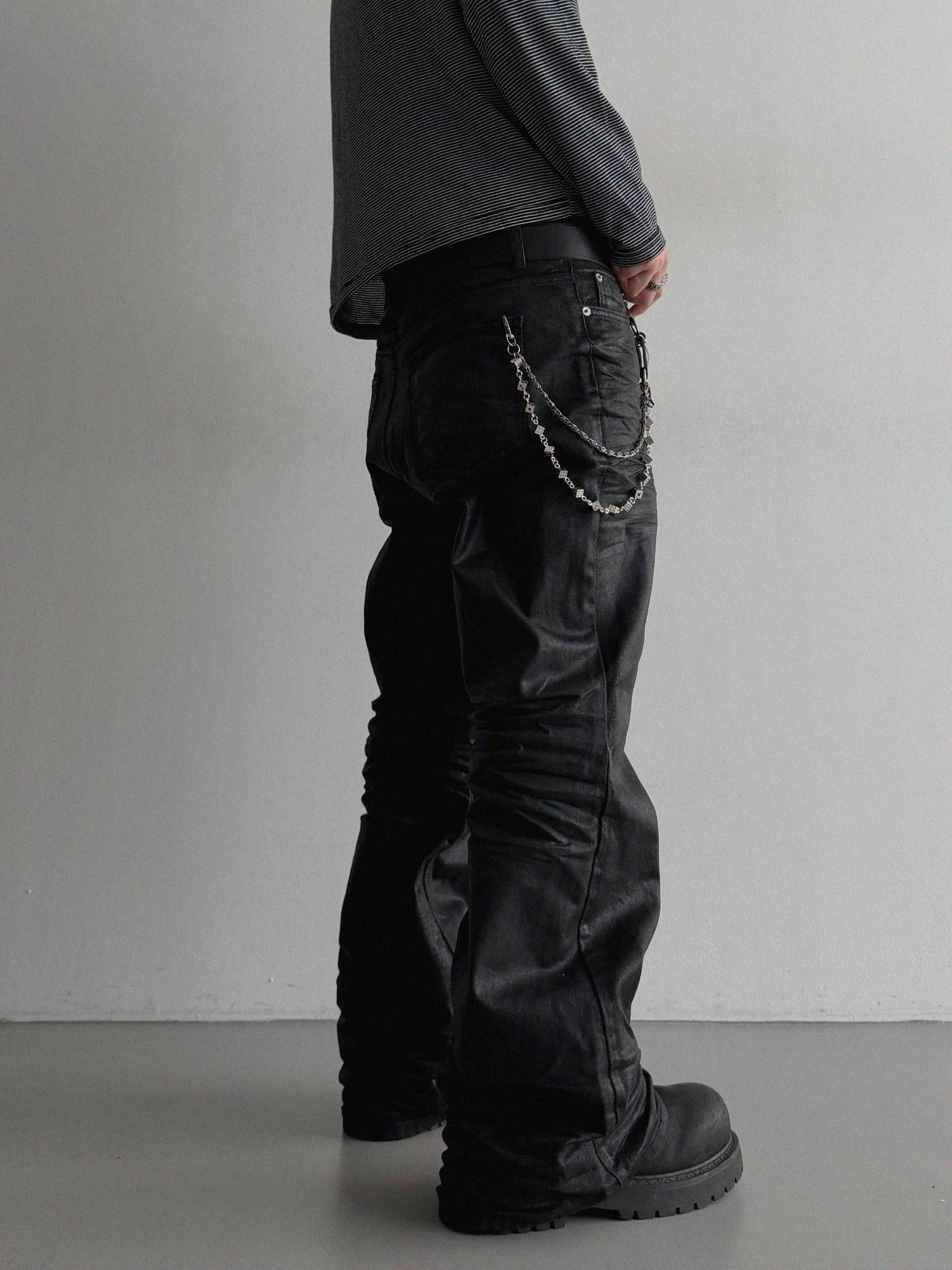 Embo coated semi flare pants