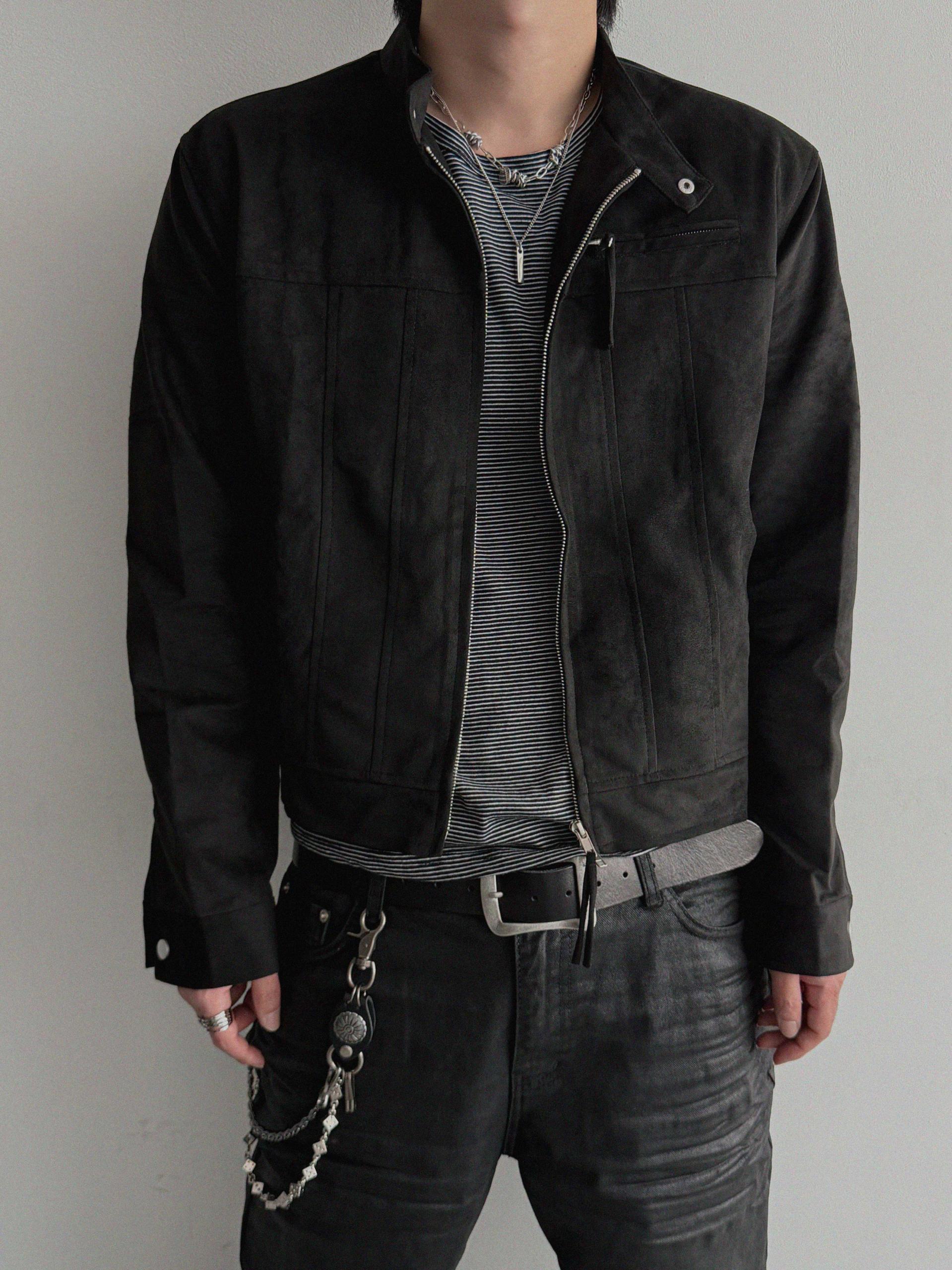 Lemans biker suede crop jacket