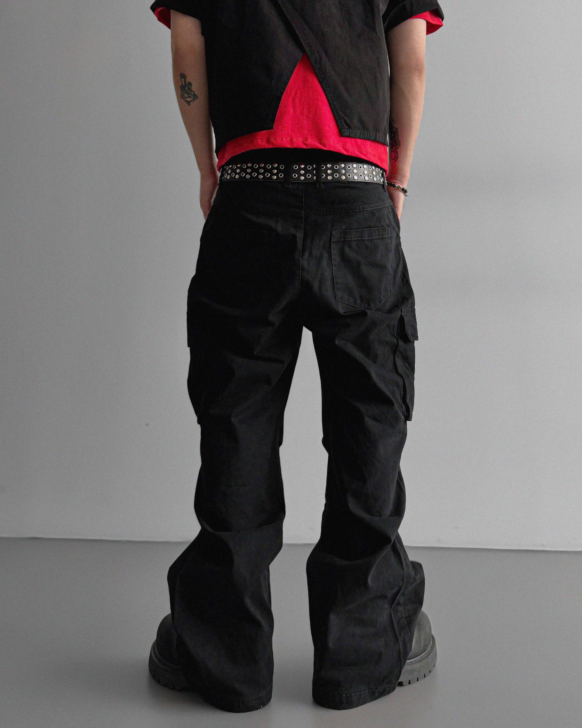 Dying stud cargo flared pants