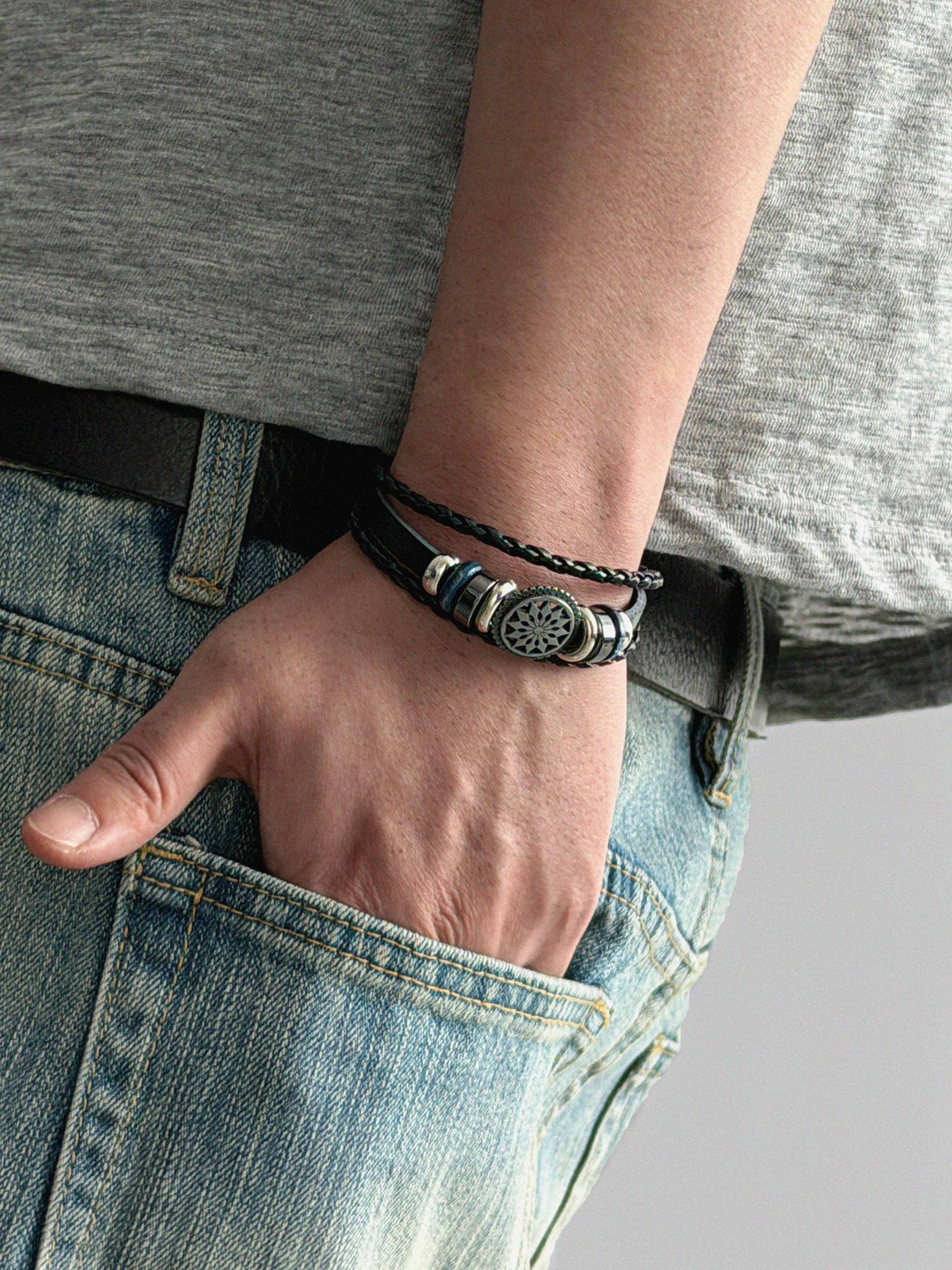 Layered antique leather bracelet