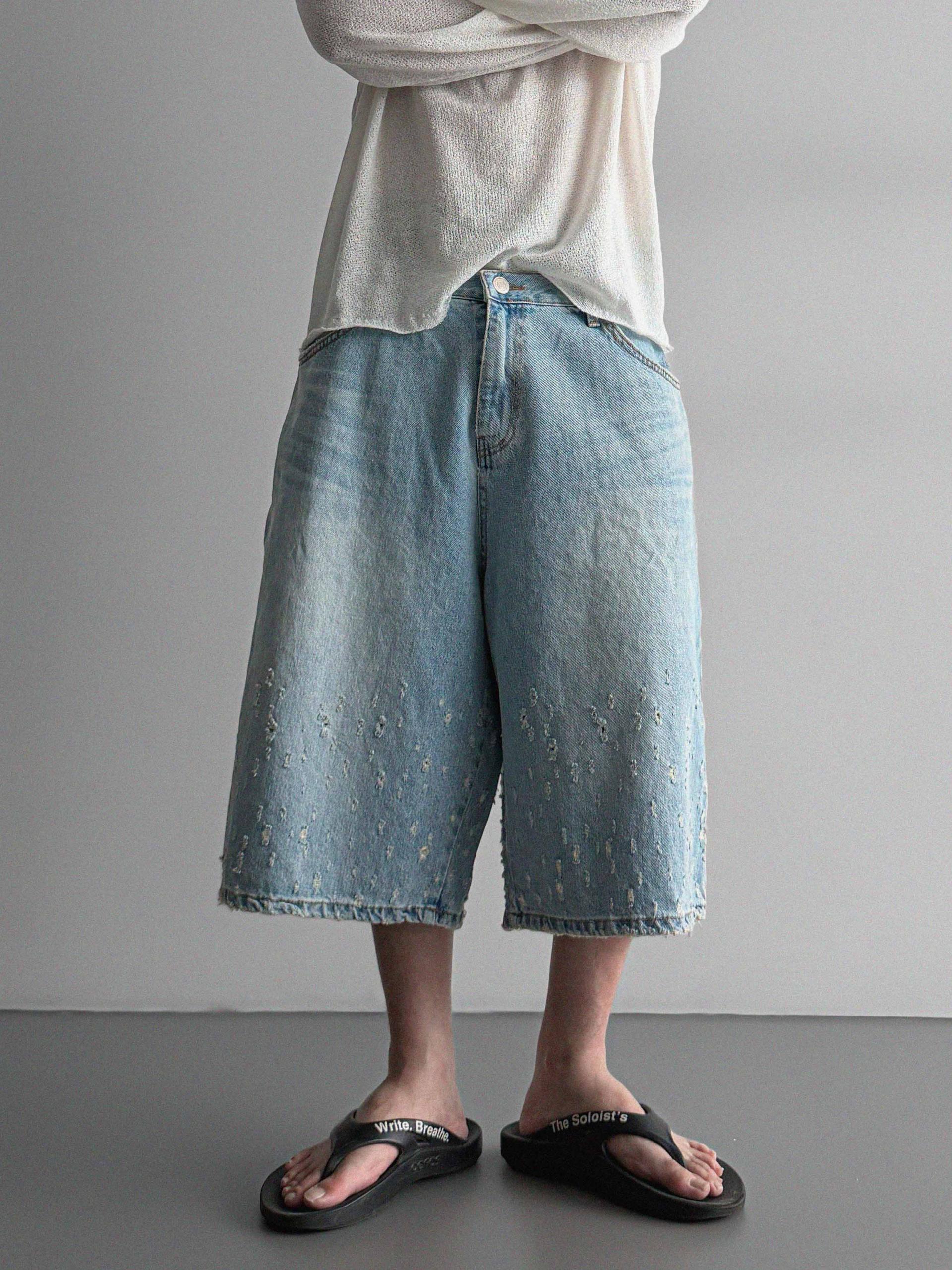 Bullet denim bermuda pants