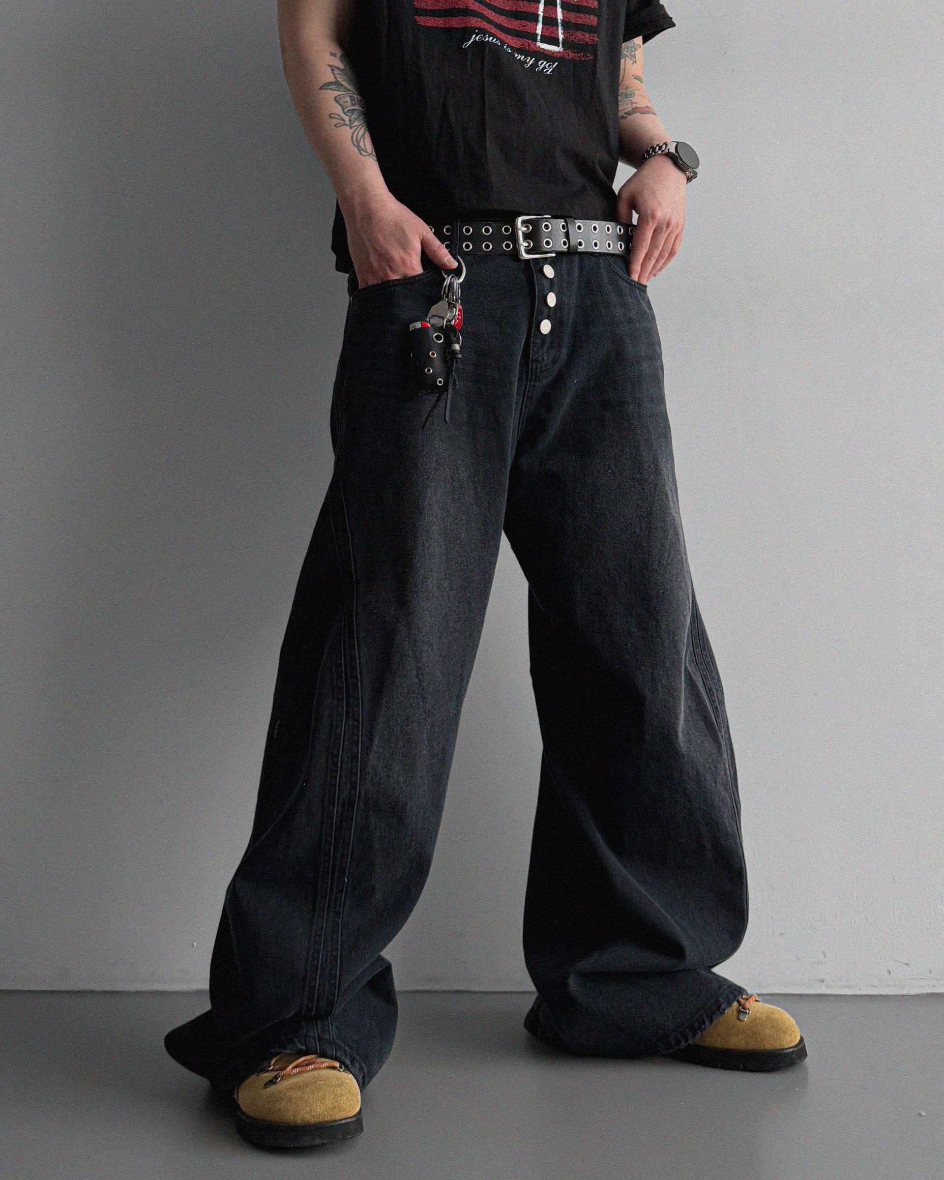 Cachion twisted wide denim pants