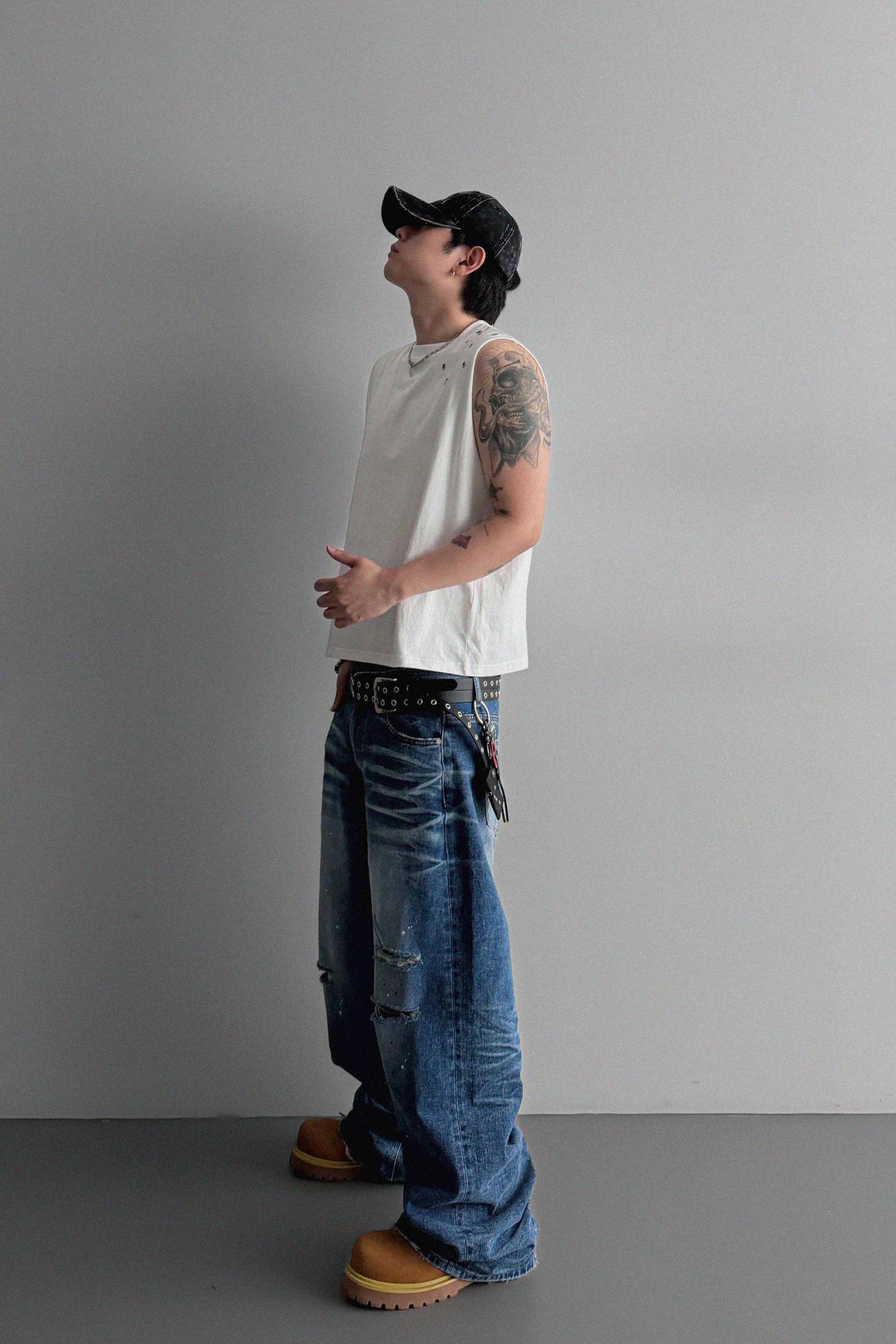 Ver-embo vintage denim pants